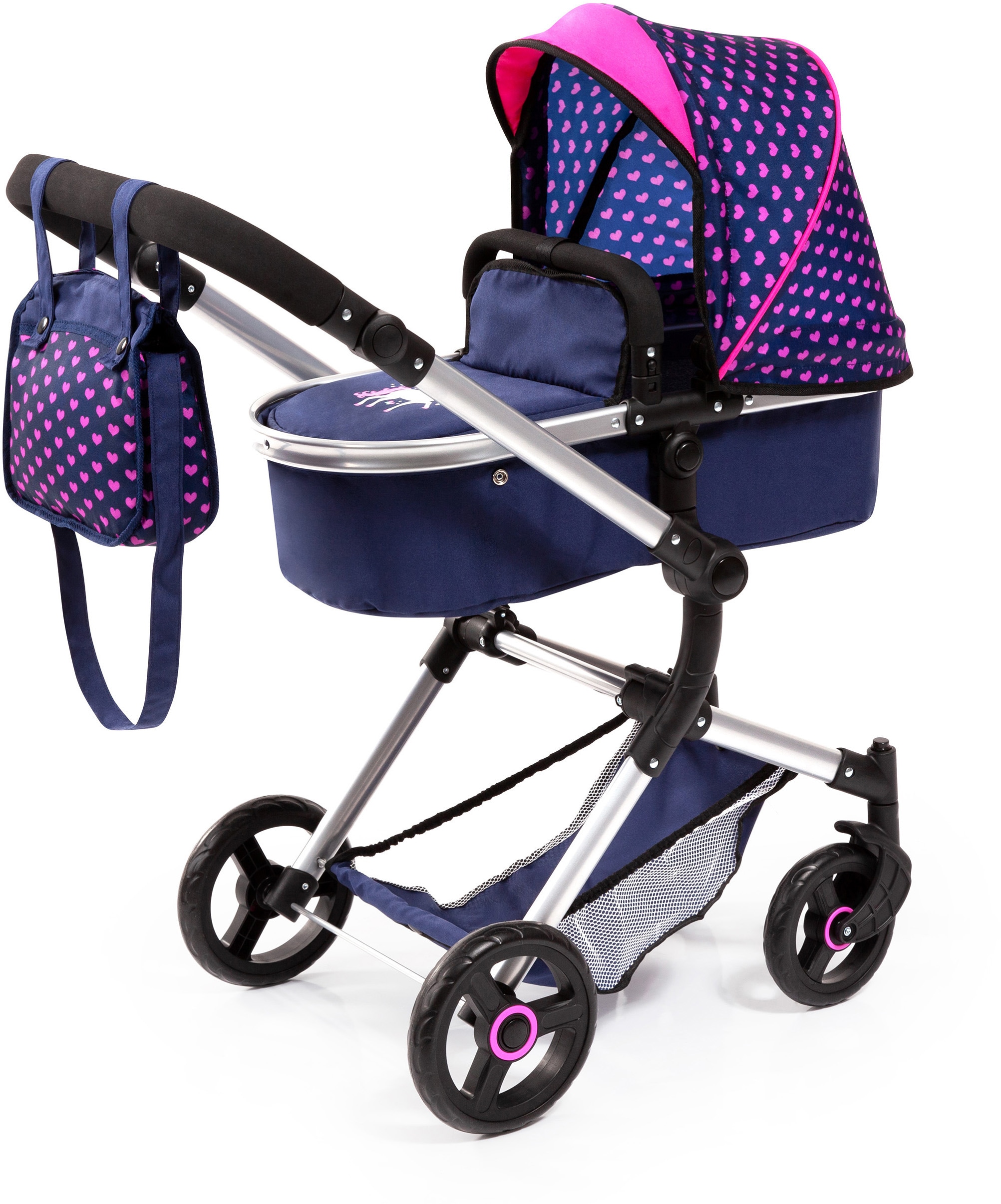 Kombi-Puppenwagen »Vario, Blau/Pink«, inkl. Wickeltasche