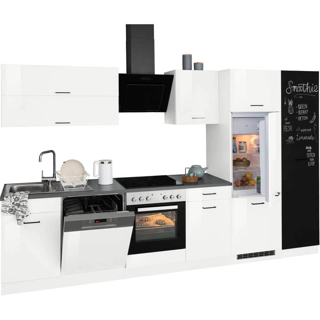 Wohnen Küchenmöbel HELD MÖBEL Küchenzeile »Trier«, ohne E-Geräte, Breite 330 cm weiß Hochglanz/weiß