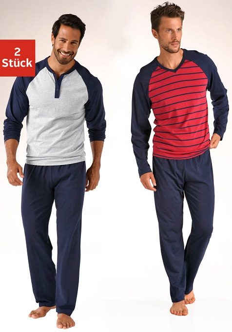 le jogger Pyjama Packung, 4 tlg. in langer Form, mit Raglanärmeln