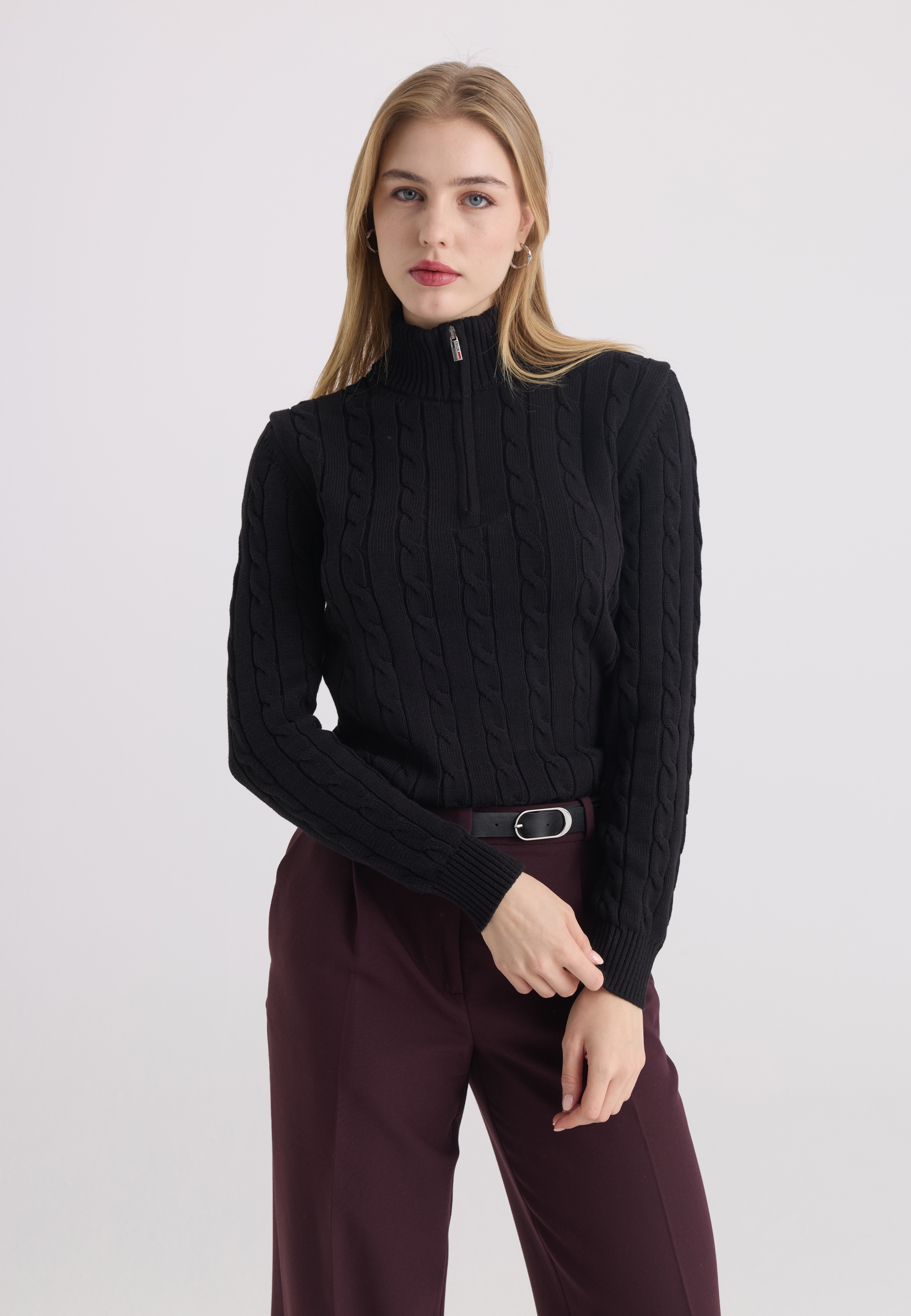 Felix Hardy Stehkragenpullover »Pullover mit Zopfmuster«