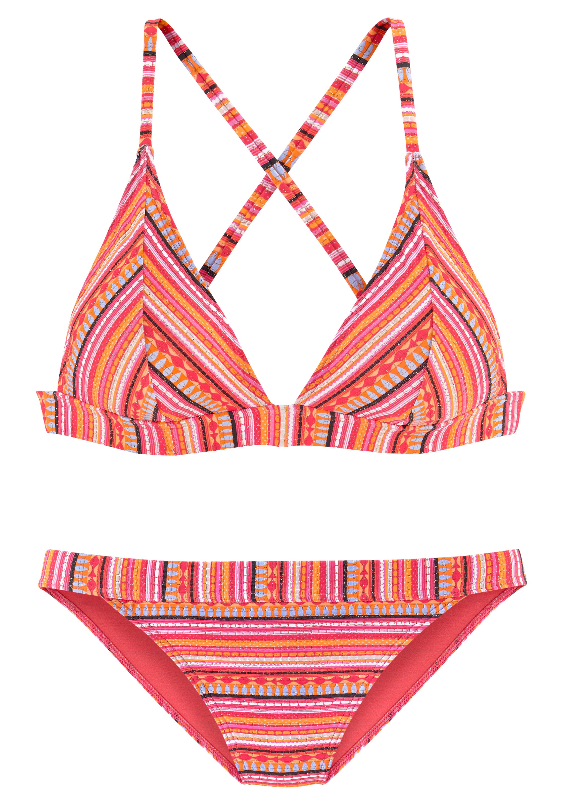 LASCANA Triangel-Bikini, mit goldfarbenen Glitzerstreifen