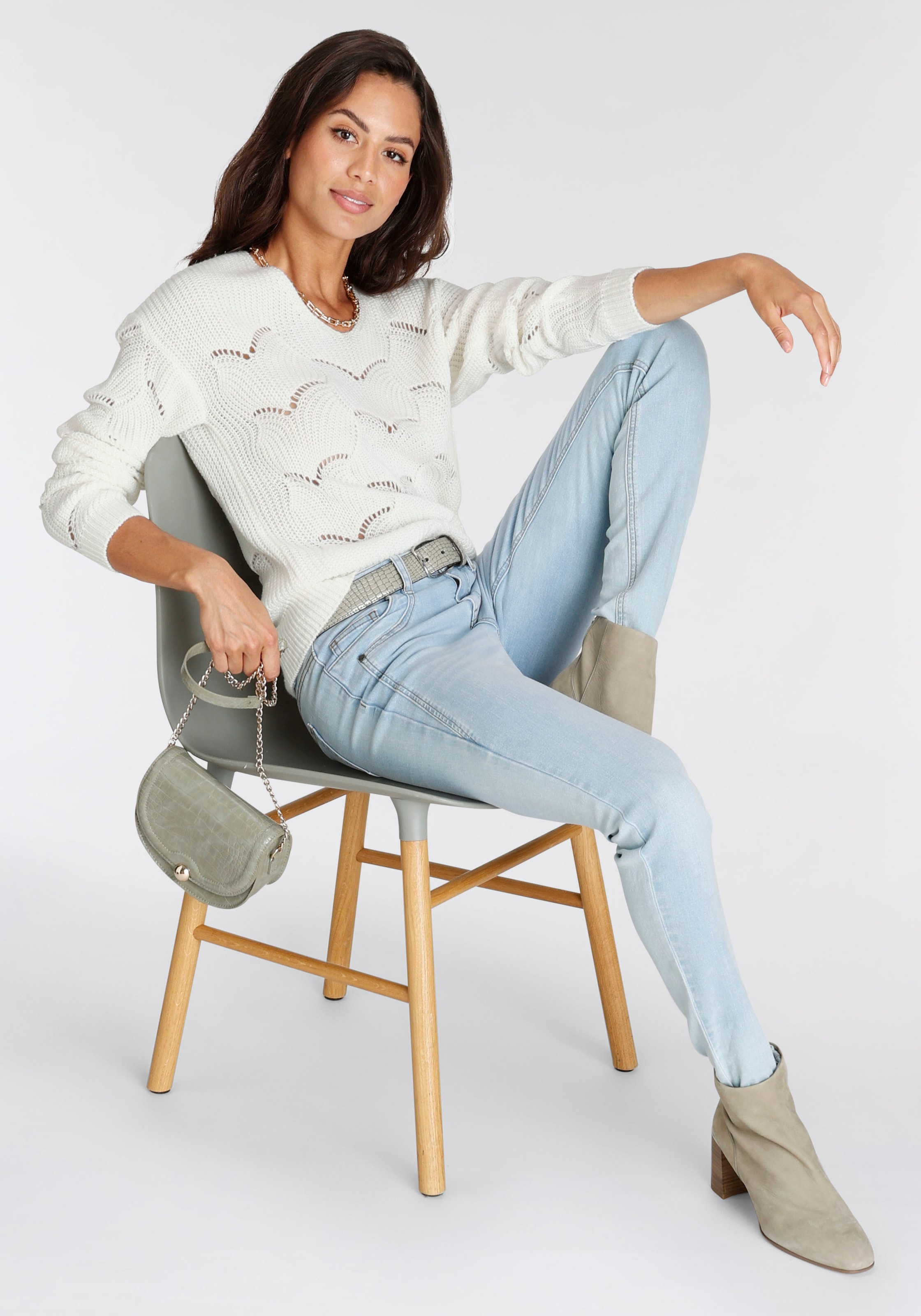 Laura Scott Strickpullover, mit modischem Strickmuster