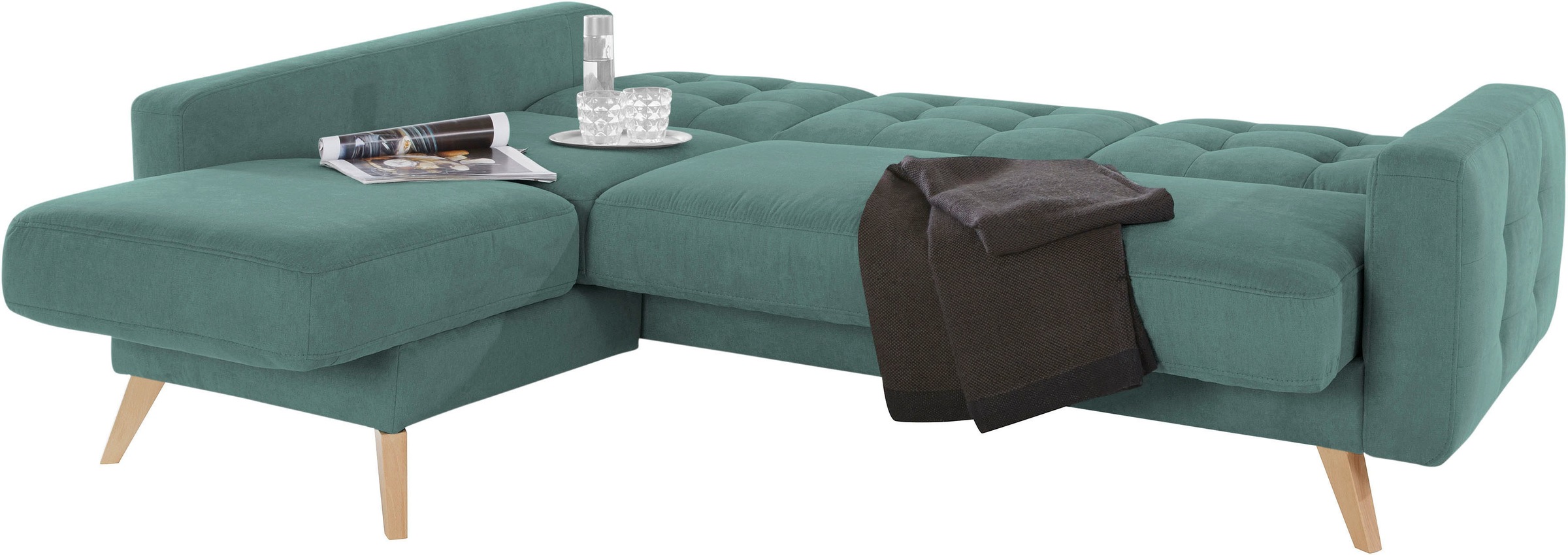 exxpo - sofa fashion Ecksofa »Nappa, kompakt und komfortabel, bequem, zeitloses Design, L-Form«, tolle Detailverarbeitung, inkl. Bettfunktion und Bettkasten