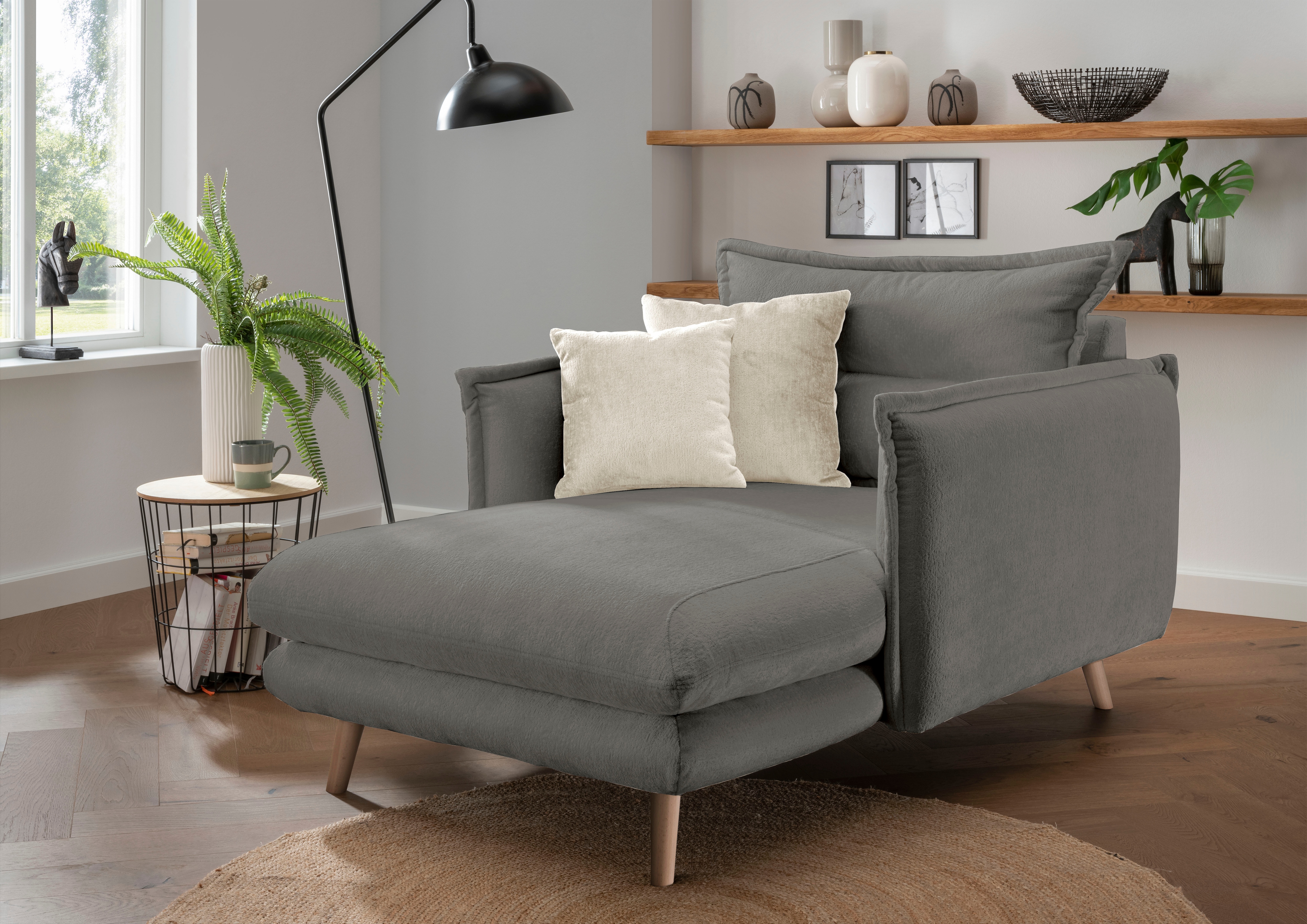 Home affaire Loveseat "Lazio, 111 cm breit, modern und bequem" Webstoff, inkl. Rücken- und Zierkissen