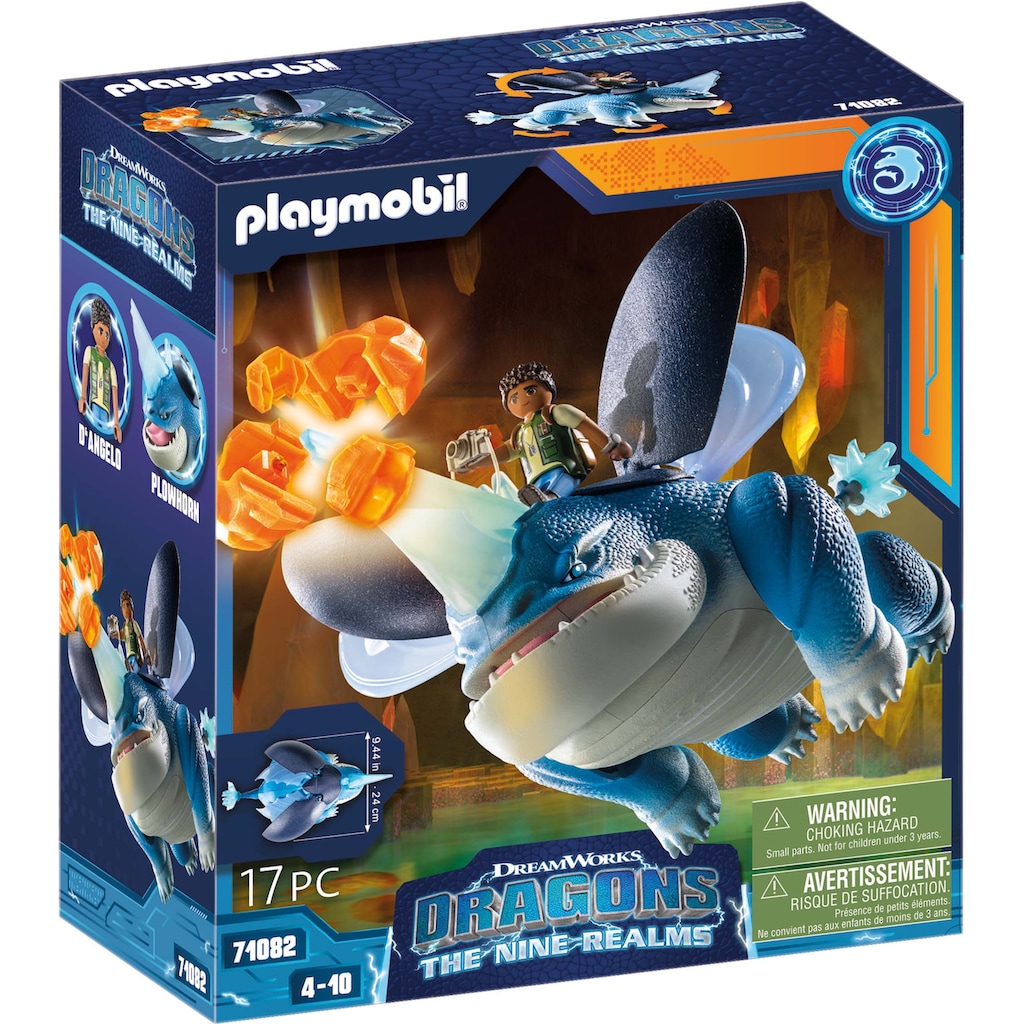 Playmobil® Konstruktions-Spielset »Dragons: The Nine Realms - Plowhorn & D'Angelo (71082)«, (17 St.)