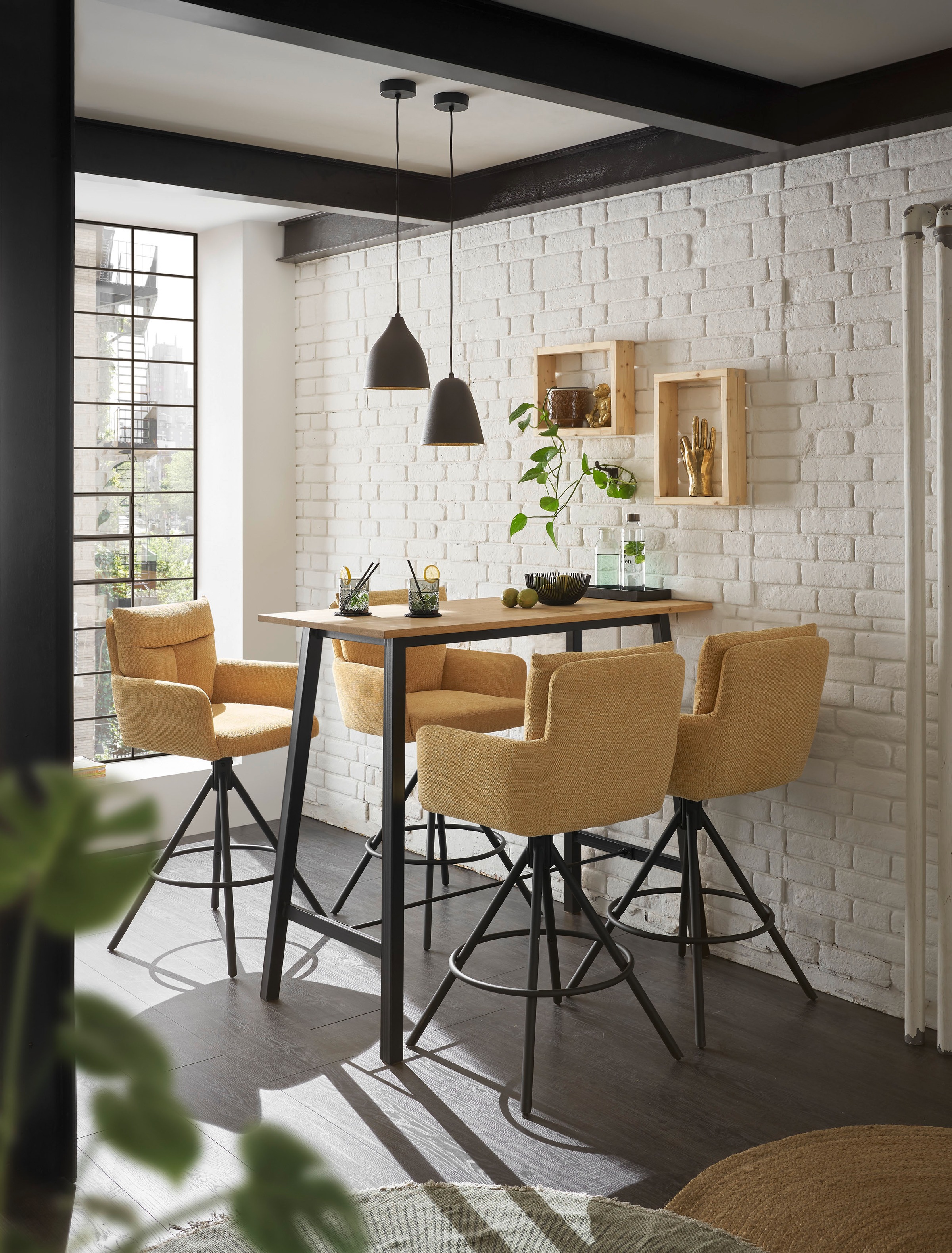 Stolkom Bartisch »Kent Eiche Massivholz geölt, Hochtisch BxHxT 120x104x60 cm«, Industrial Style Eiche Massivholz geölt durchgehende Lamelle