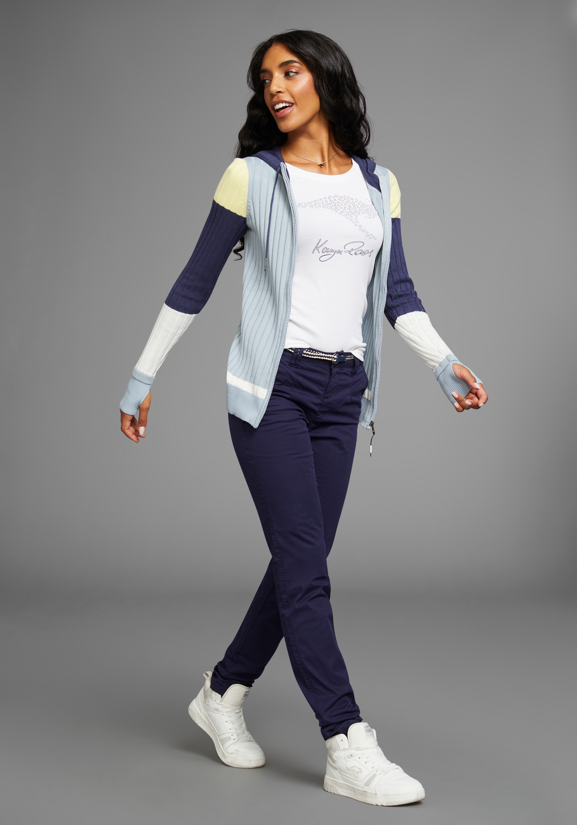 KangaROOS Kapuzenstrickjacke, mit Colorblock