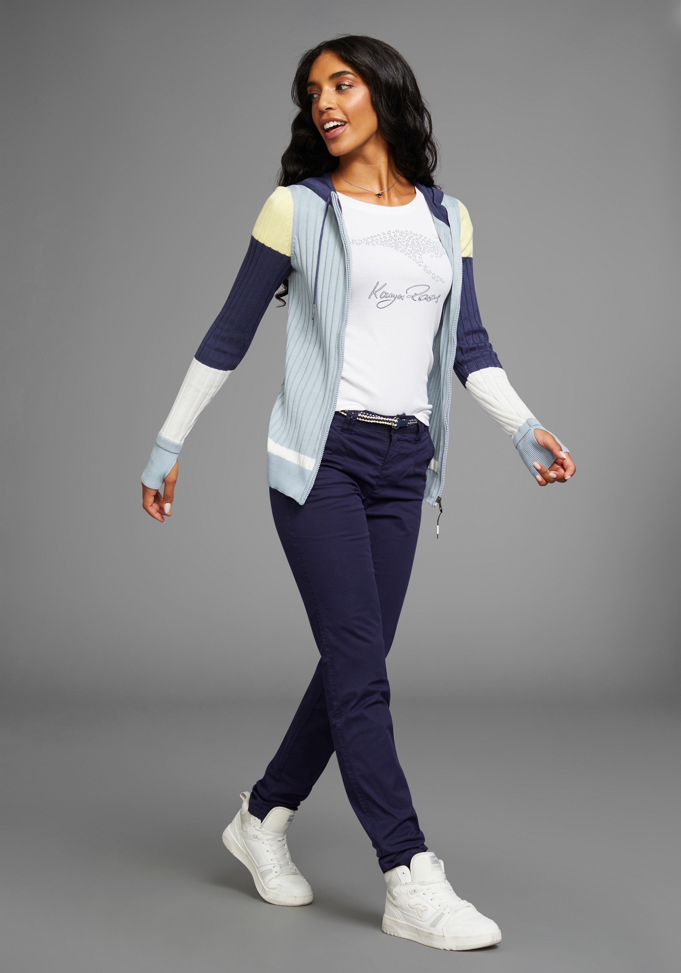 Thumbnail - KangaROOS Kapuzenstrickjacke mit Colorblock, große Größen