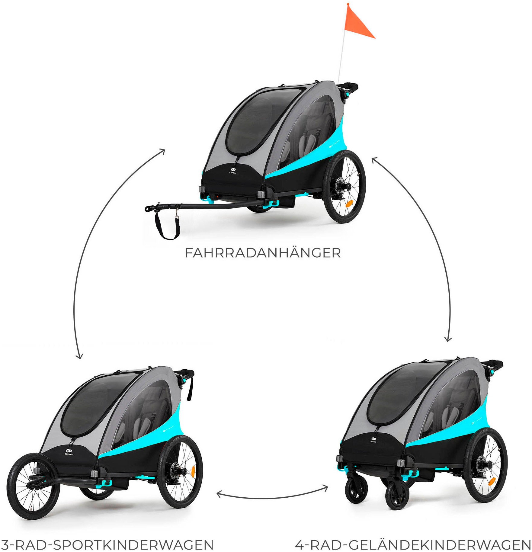 Kinderkraft Fahrradkinderanhänger »NAVA«, für 2 Kinder