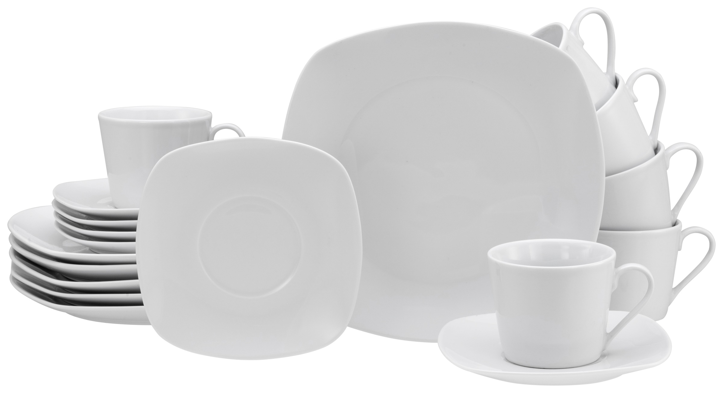 CreaTable Kaffeeservice "Geschirr-Set Amelie", (Set, 18 tlg., Kaffeegeschirr für 6 Personen), Service, weiß, 18 Teile, f