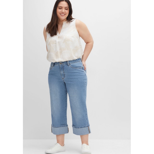 Sheego 3/4-Jeans »Große Größen«, mit weiter Beinform im Dad-Stil für kaufen  | BAUR
