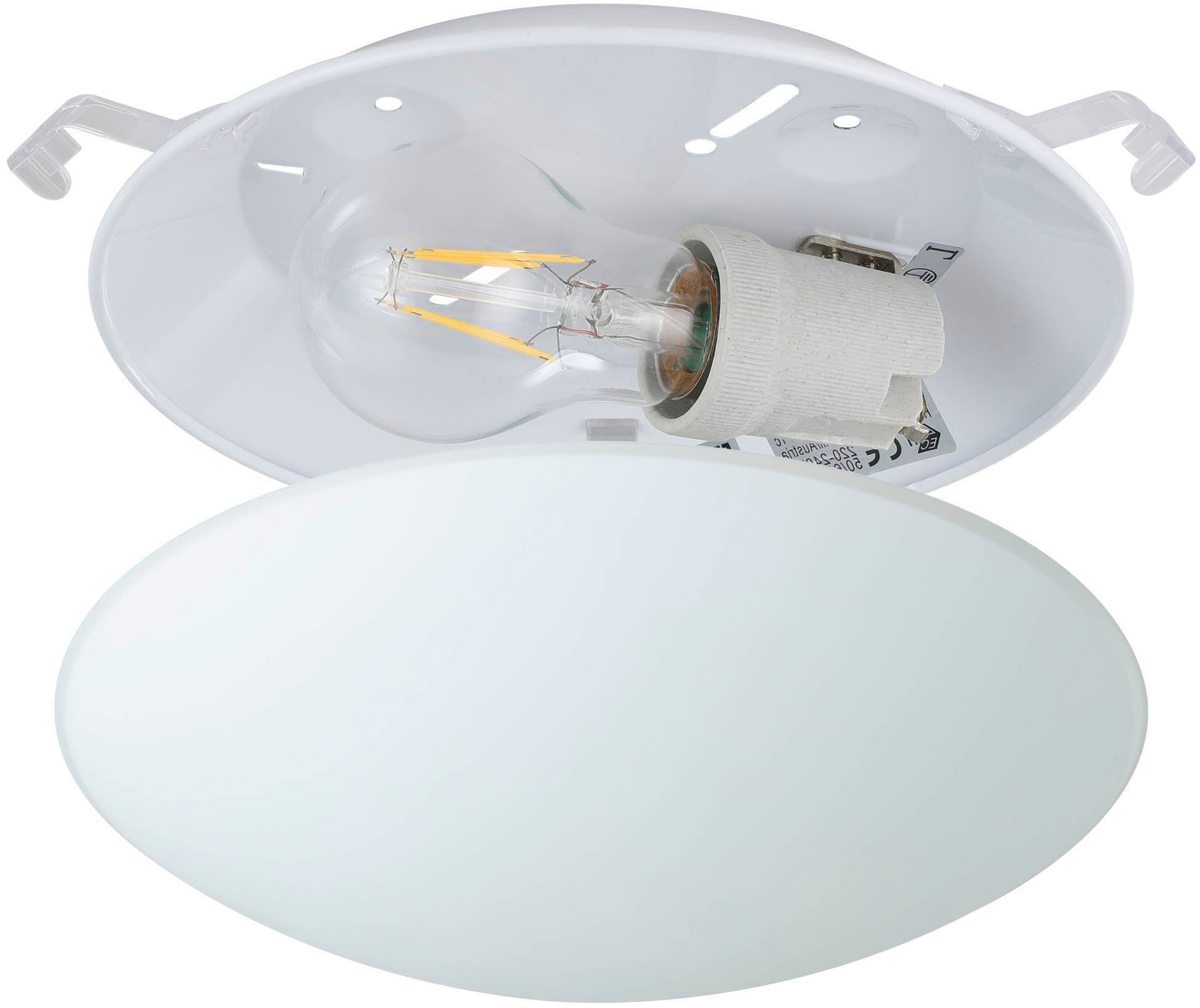 EGLO LED Deckenleuchte »MARS runde Wandlampe für innen, aus Stahl und Glas«, 1 flammig, Leuchtmittel E27 | ohne Leuchtmittel, Wandleuchte innen, Deckenleuchte Glas und Stahl, Lampe, E27 Fassung