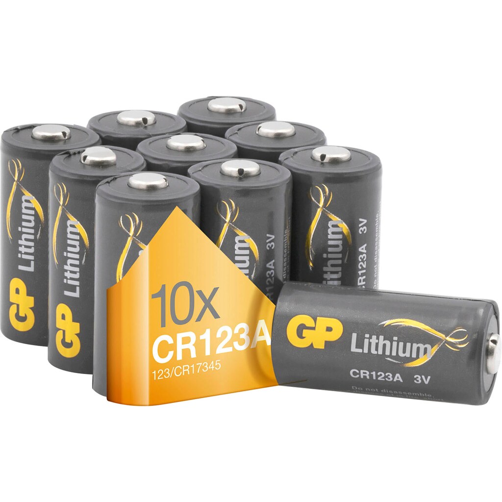 GP Batteries Batterie »10er Pack CR123A Lithium«, 3 V, (10 St.)