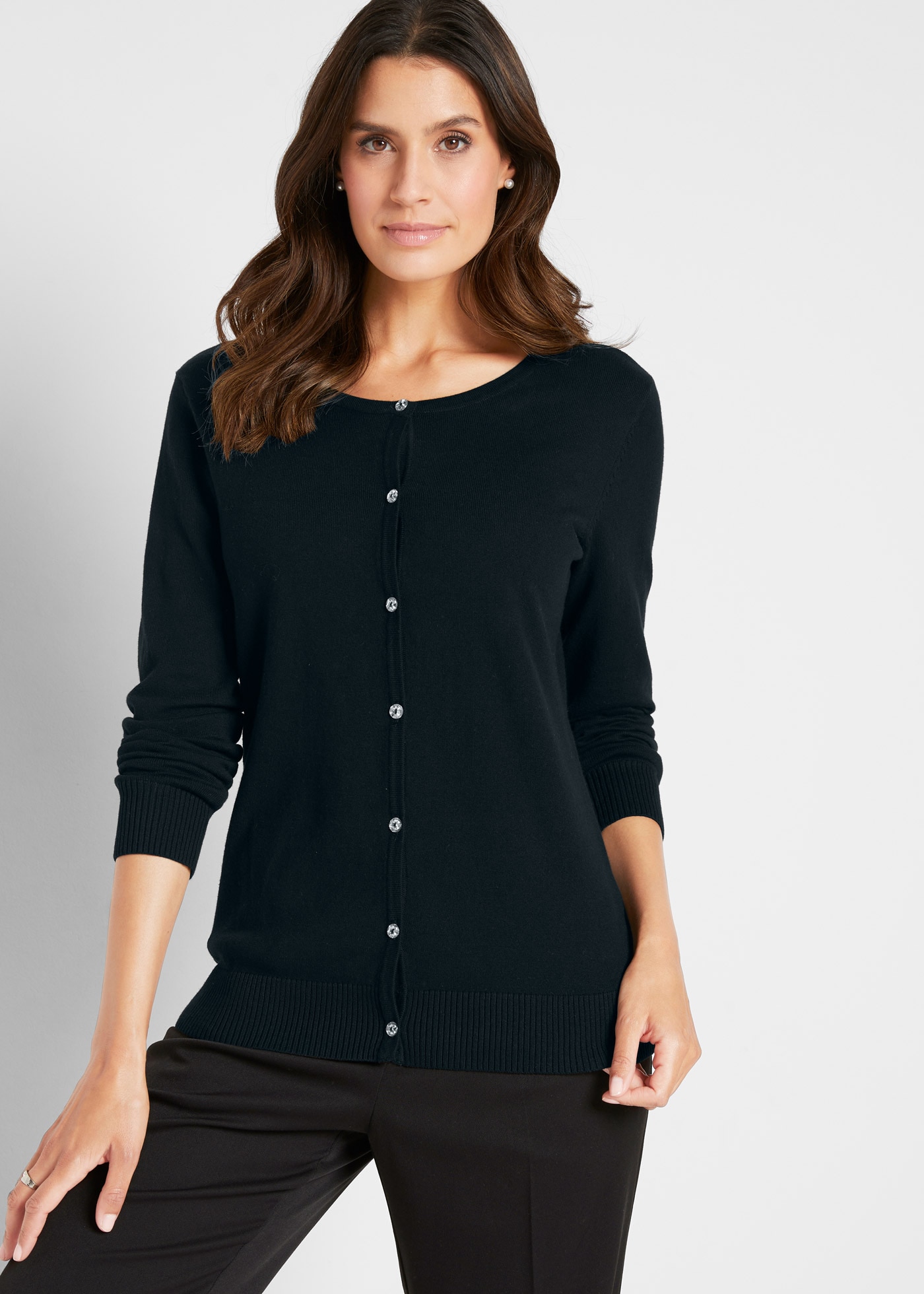 bonprix Strickjacke "Enge Feinstrickjacke" schmale Passform, Feinstrick-Des günstig online kaufen