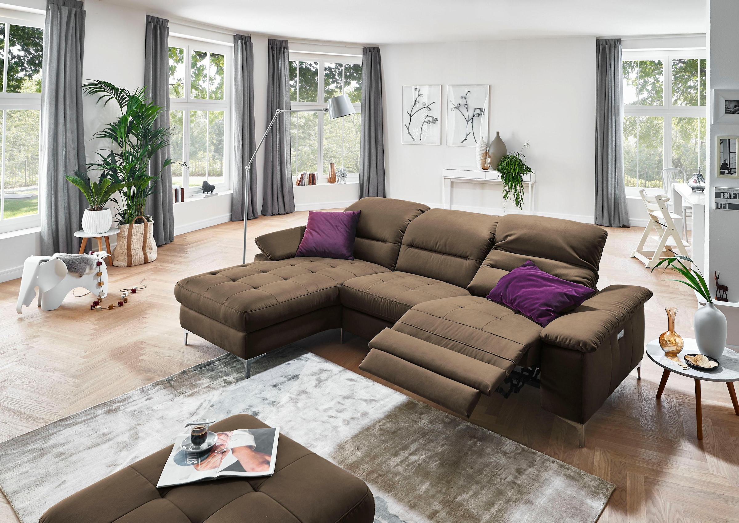 Places of Style Ecksofa "Basel L-Form", mit vollmotorischer Relaxfunktion u günstig online kaufen