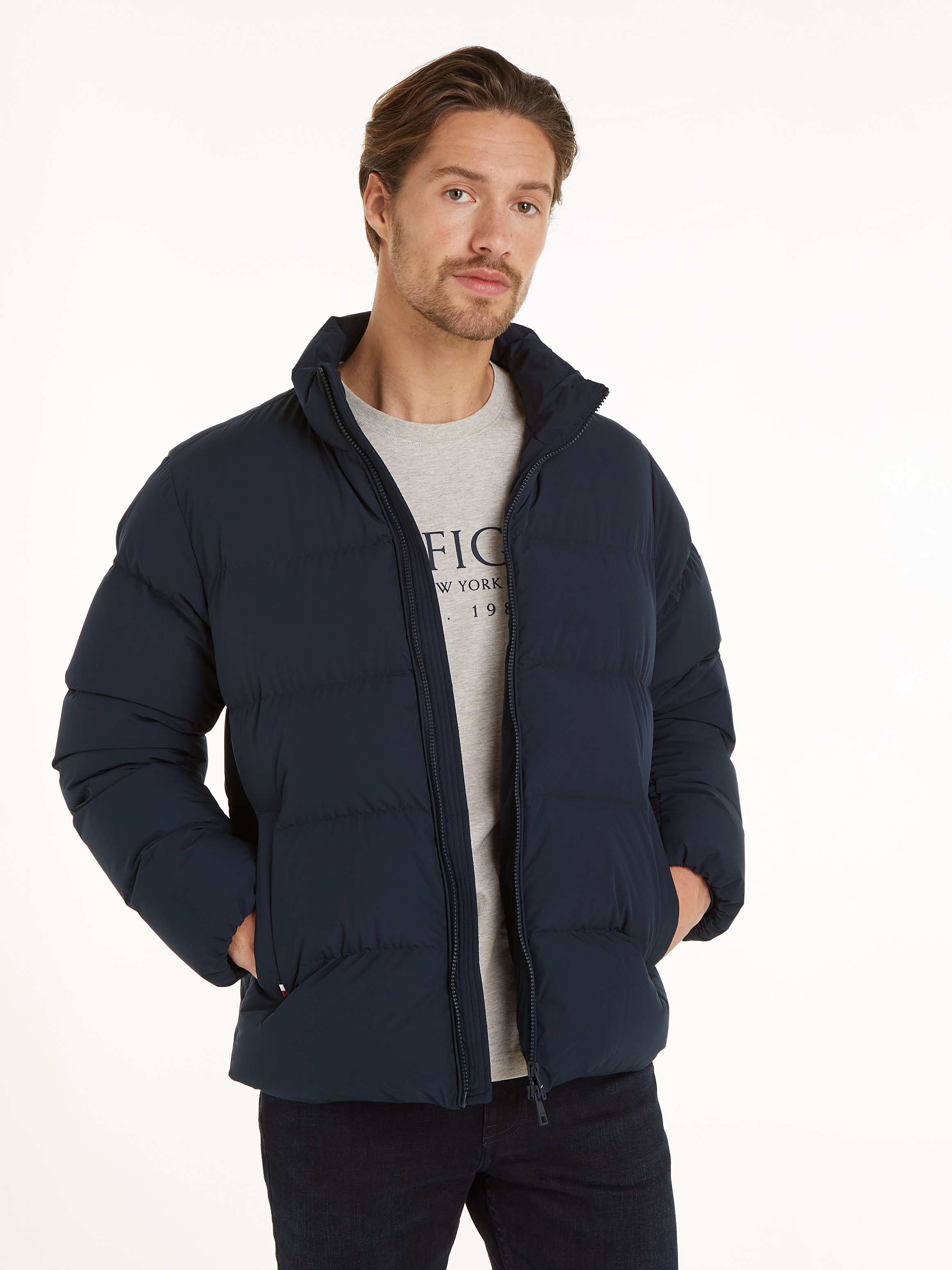 Tommy Hilfiger Steppjacke »DOWN PUFFER JACKET«, ohne Kapuze