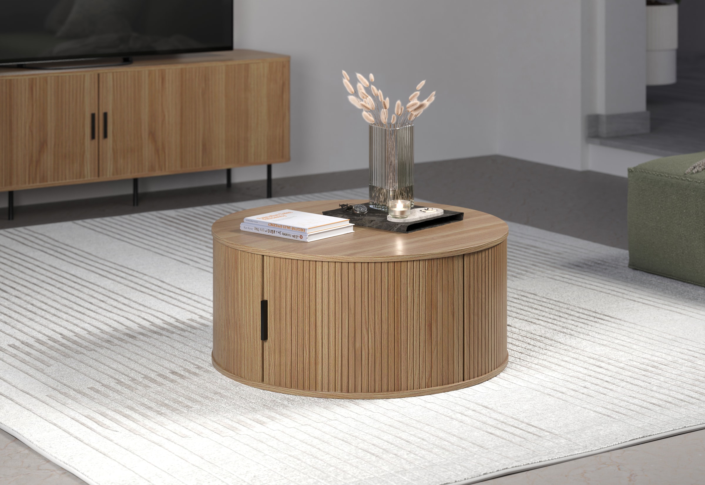 INOSIGN Couchtisch »Ronda«, (1 St.), Runder Sofatisch mit Stauraum - Maße (B/T/H) 80/80/36 cm