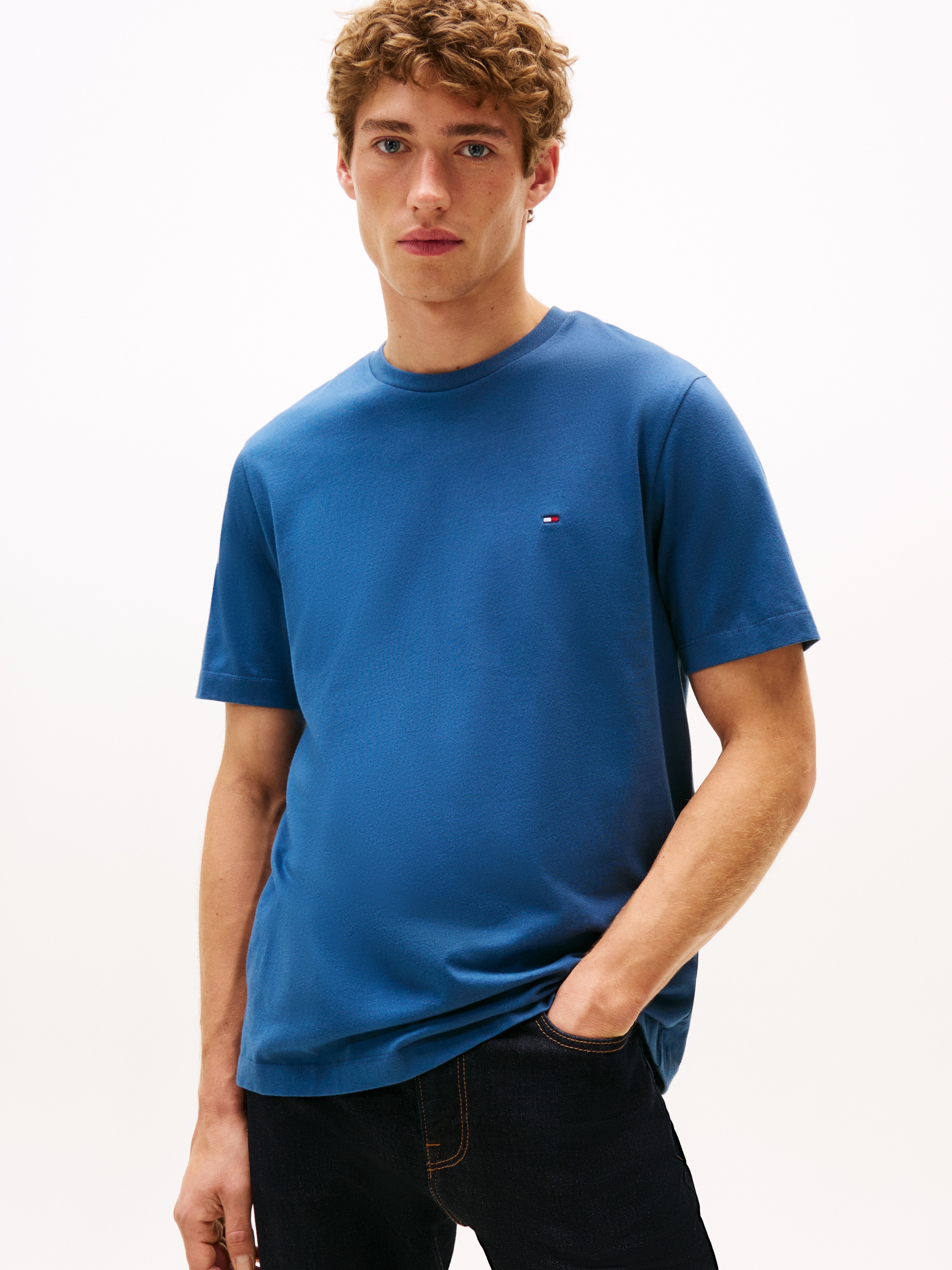 Tommy Hilfiger T-Shirt "ESSENTIAL REGULAR FIT SOLID mit Stickerei" unifarbe günstig online kaufen