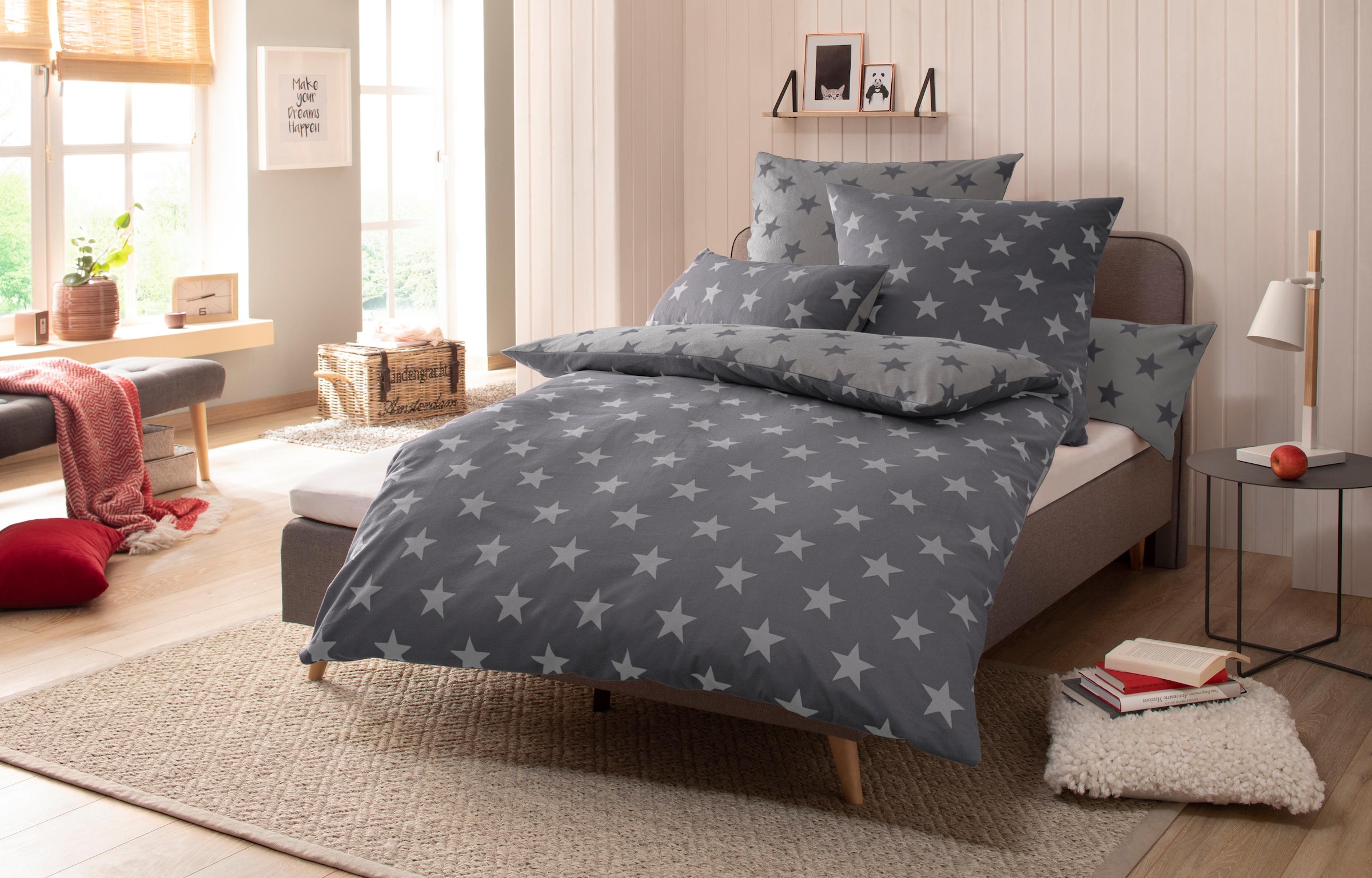 Wendebettwäsche »Stella mit Stern Motiv, Bettwäsche-Set PolyCotton und Biber (Flannell...