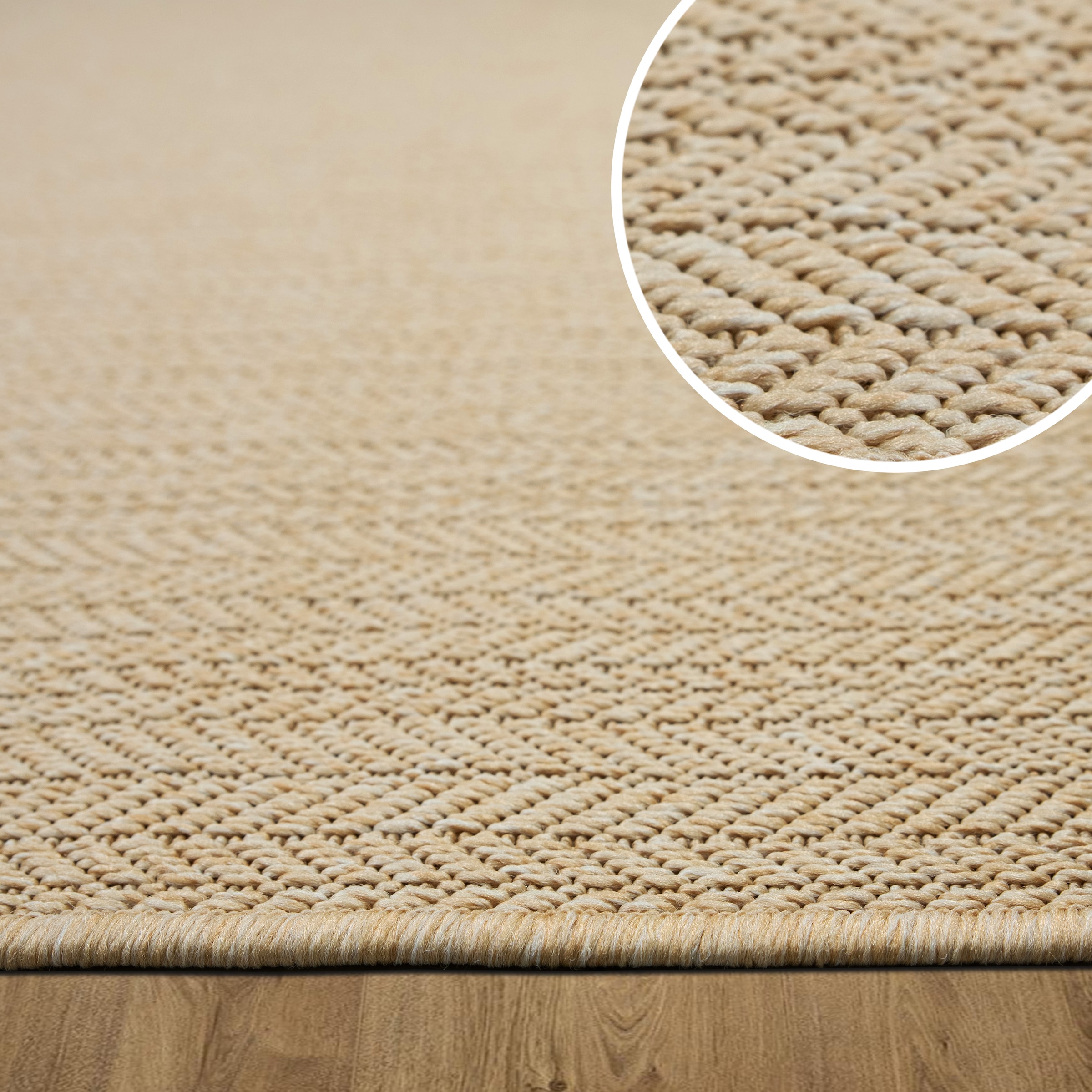 OTTO home Teppich »Aliv, Fischgräten-Design auch für Balkon und Terrasse«, rechteckig, 3 mm Höhe, In- und Outdoor geeignet, Wetterfest & UV-beständig