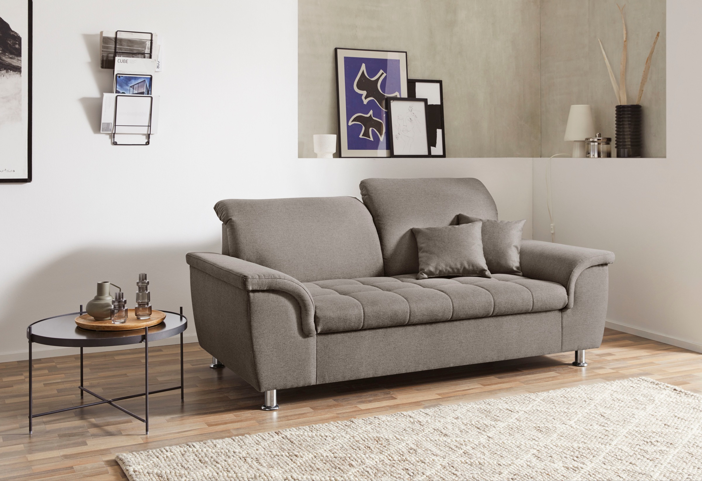 DOMO collection 2-Sitzer »Franzi«, wahlweise mit Kopfteilverstellung, inklusive Zierkissen