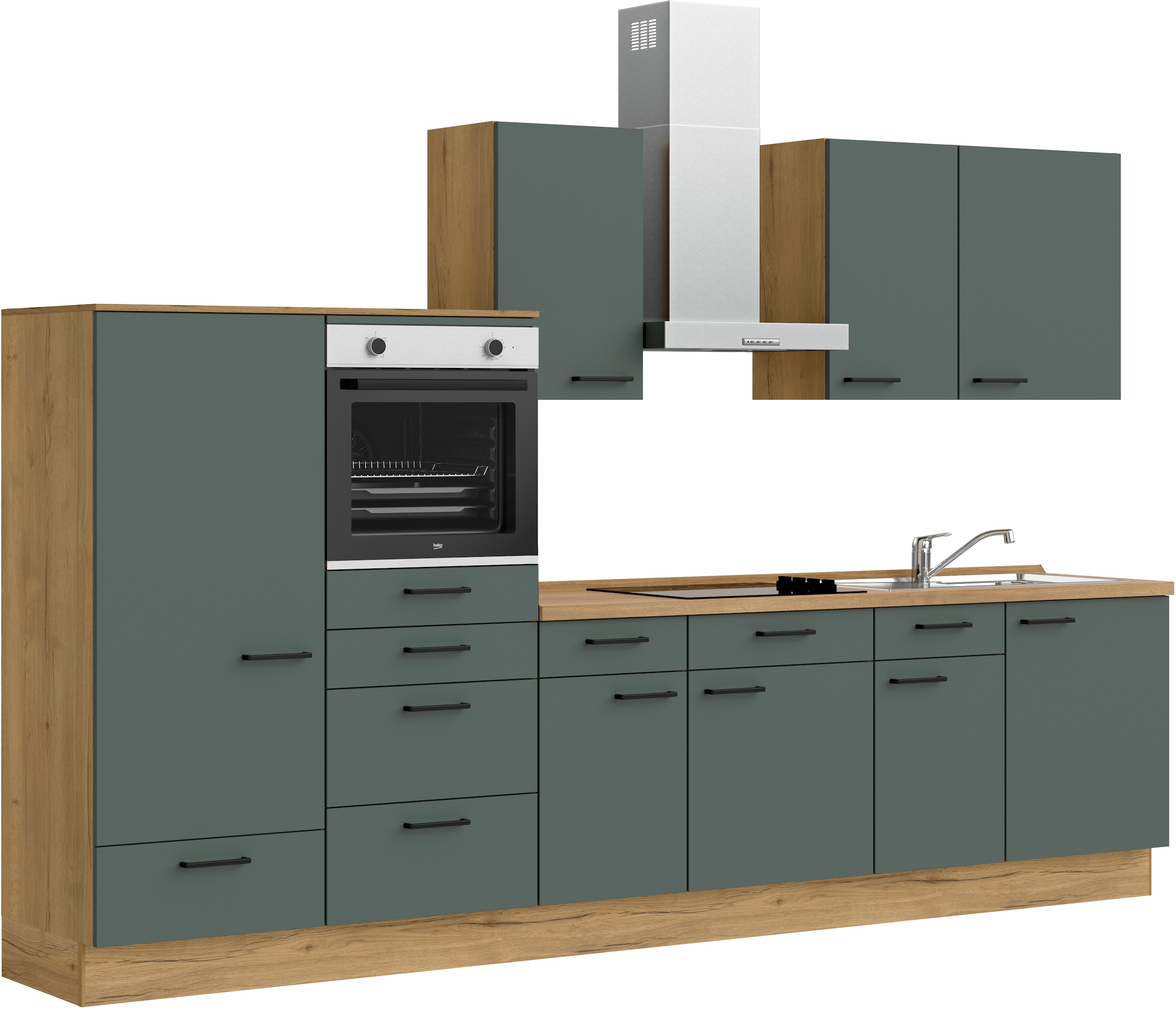 nobilia® Küchenzeile »"Easytouch I"«, vormontiert, Ausrichtung wählbar, Breite 330 cm, wahlw. mit E-Geräten