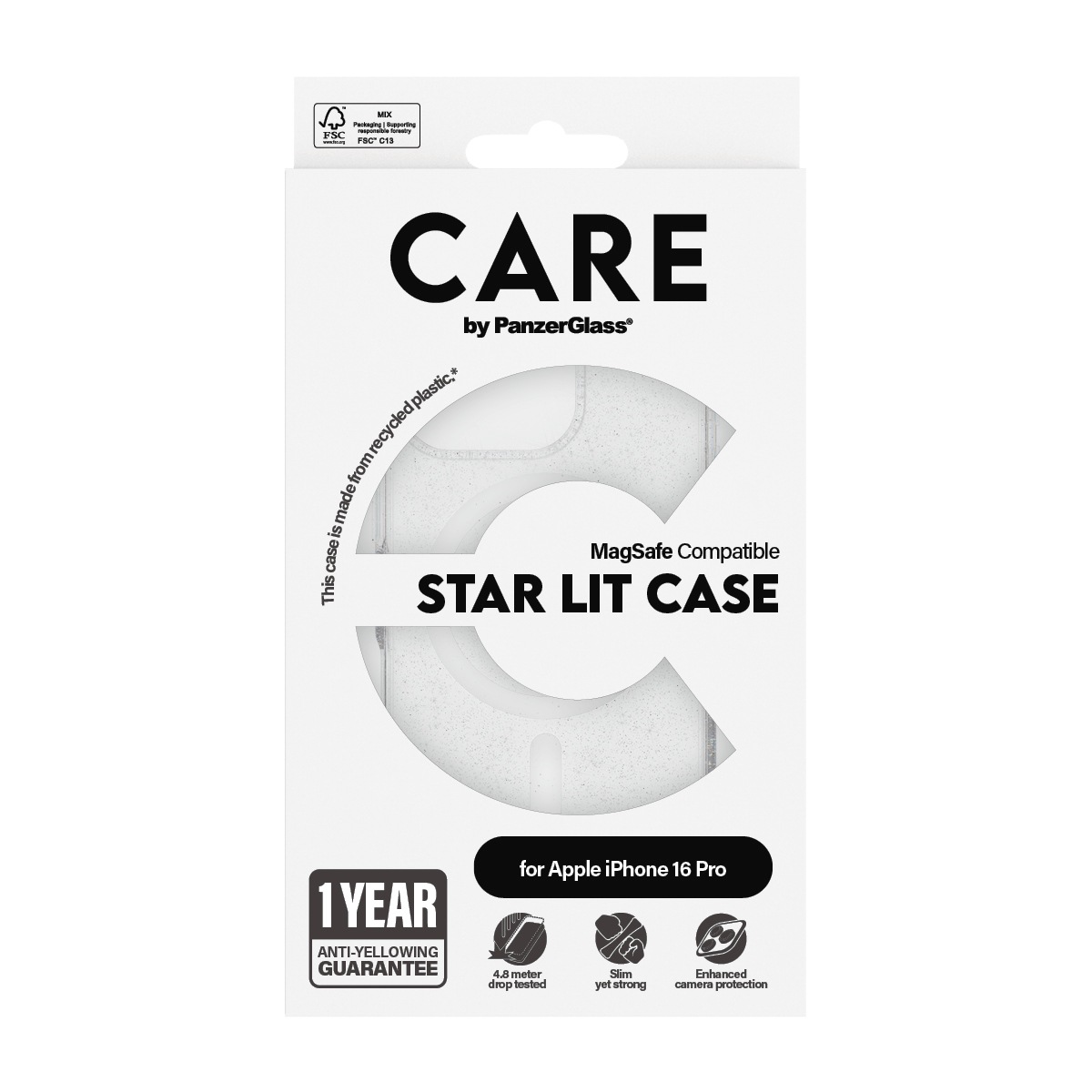 CARE by PanzerGlass Handyhülle »Star Lit Case für Apple iPhone 16 Pro«, iPhone 16, Backcover, Schutzhülle, Handyschutzhülle, Case, Schutzcase, stoßfest