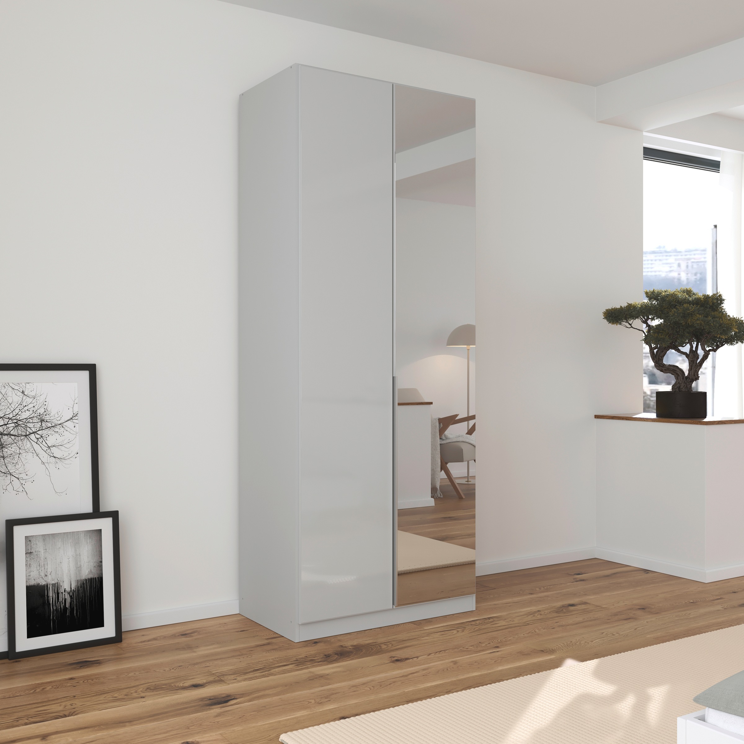 rauch Drehtürenschrank »Kleiderschrank Kleiderschränke Schrank Garderobe AGORDO mit Glasfront«, (in zwei Griff-Farben), durchdachte Innenausstattung, in 6 Breiten und 2 Höhen MADE IN GERMANY