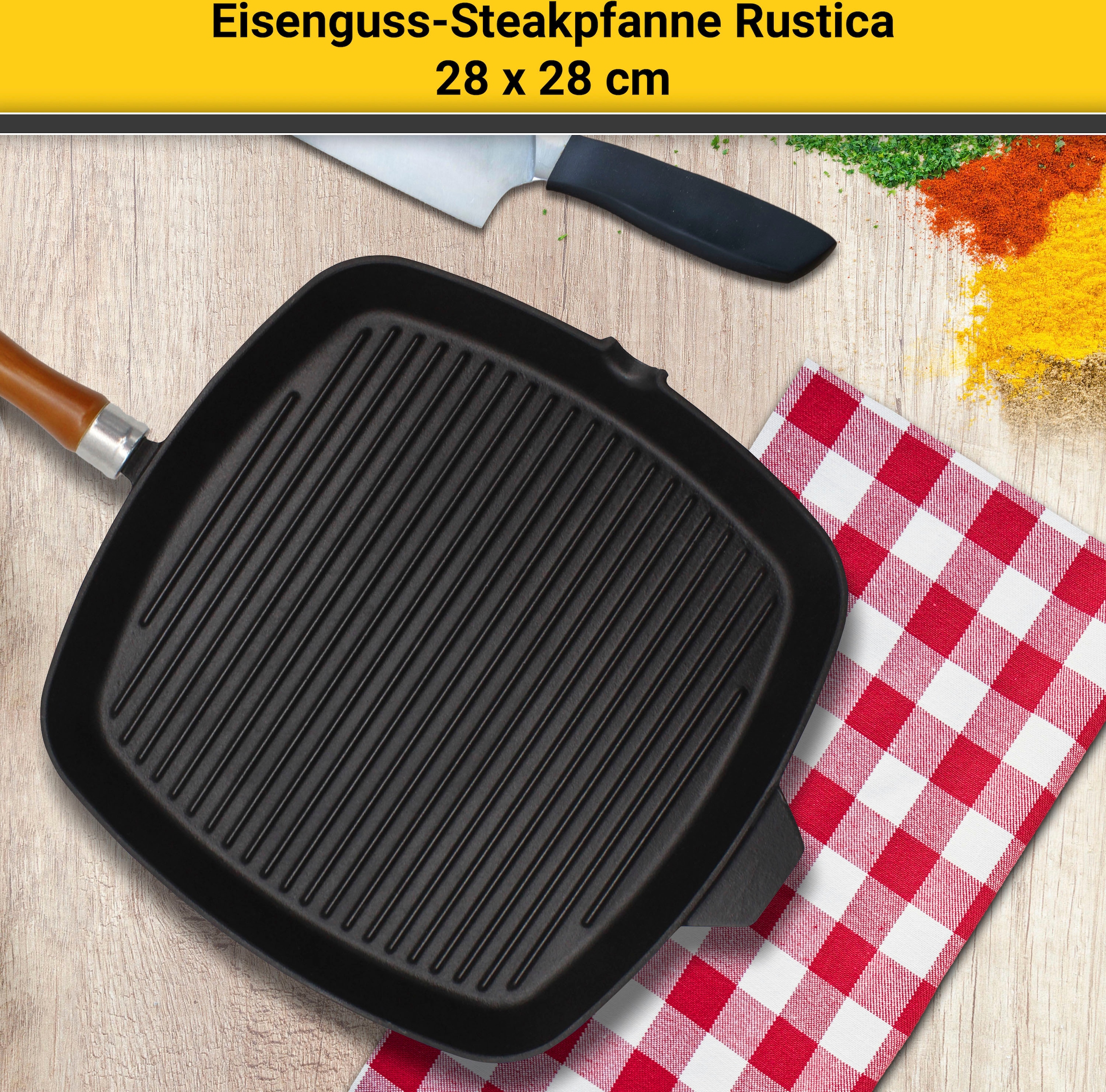 cm, Induktion BAUR Steakpfanne tlg.), | (1 »Rustica«, Aluminiumguss, Krüger 28x28