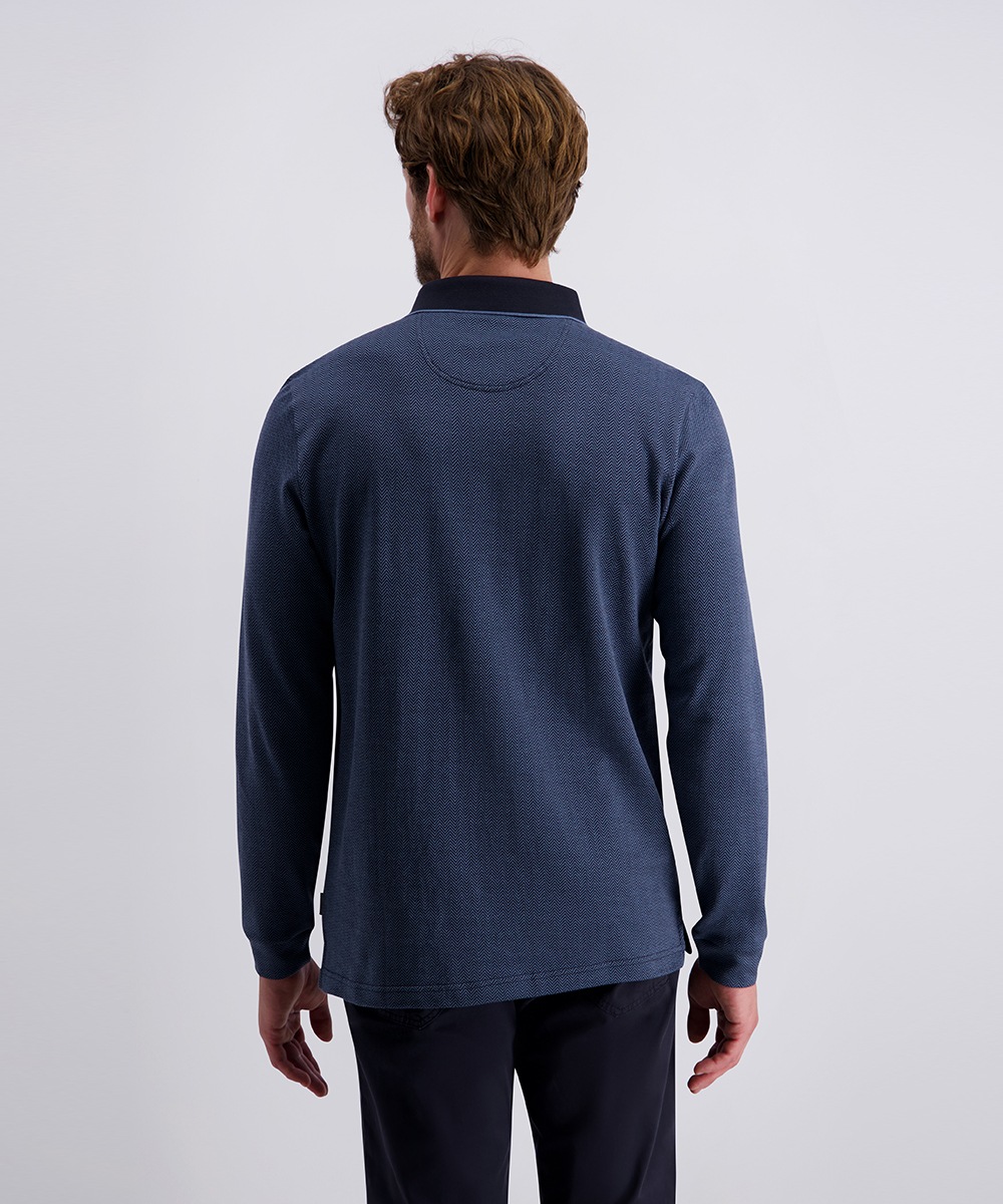 Pierre Cardin Langarm-Poloshirt, mit Fischgratmuster