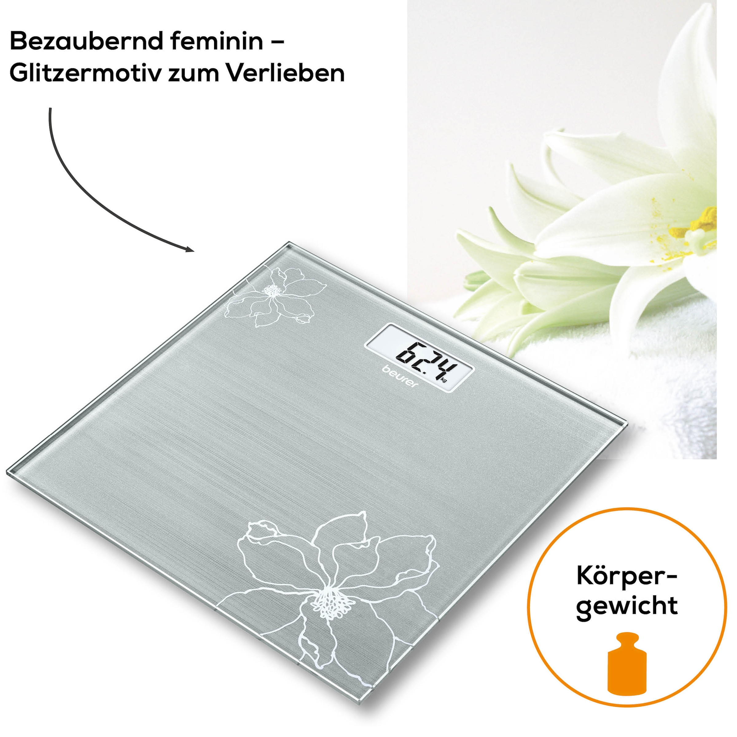 BEURER Personenwaage »GS 10 besonders flach mit nur 1,9 cm, Tragkraft bis 180 kg«, Wiegefläche aus Sicherheitsglas, mit Einschaltautomatik