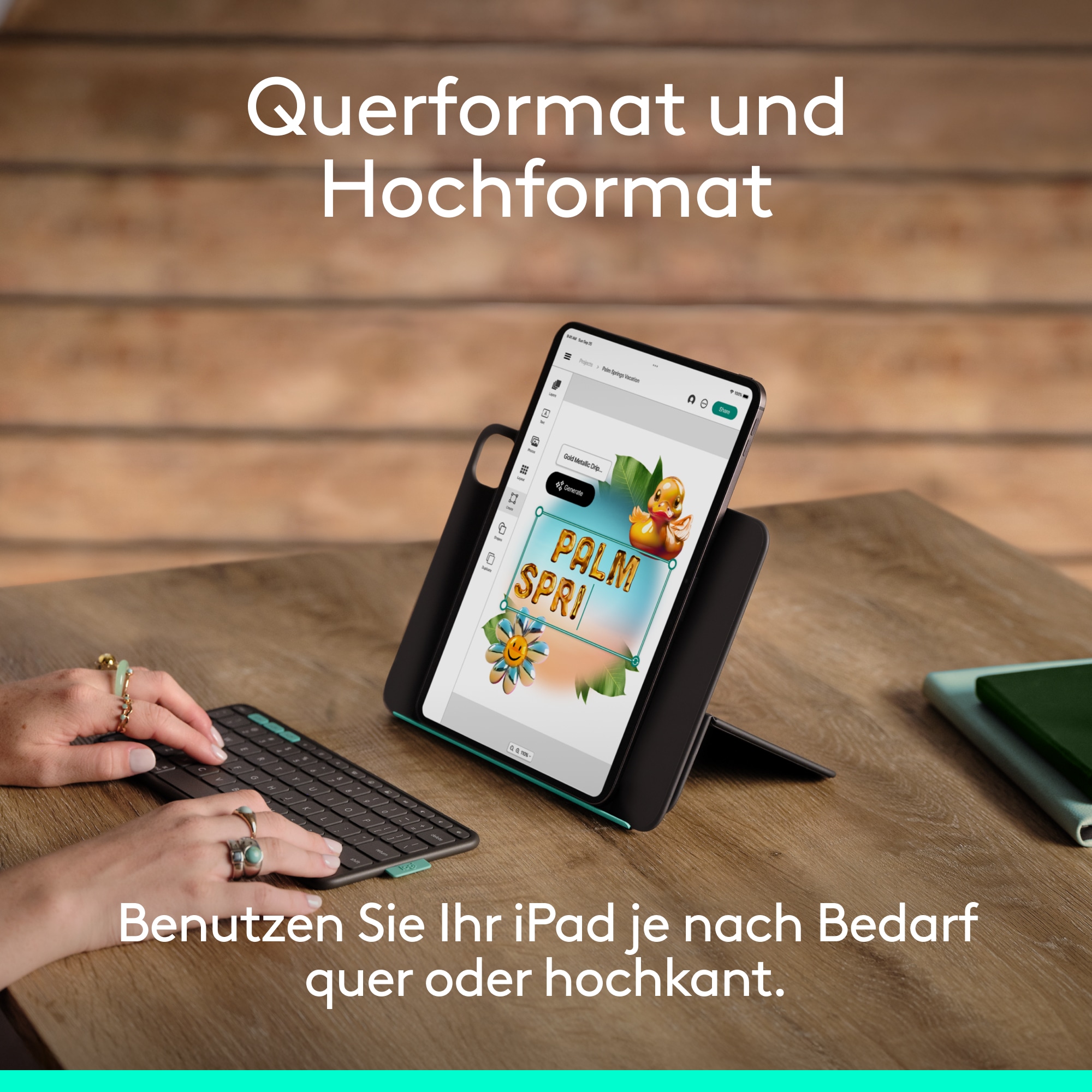Logitech iPad-Tastatur »FLIP FOLIO - DEU - WESTMID-511 - IPAD PRO11&AIR11/5TH,PIZZA BOX«, Bluetooth-Tastatur