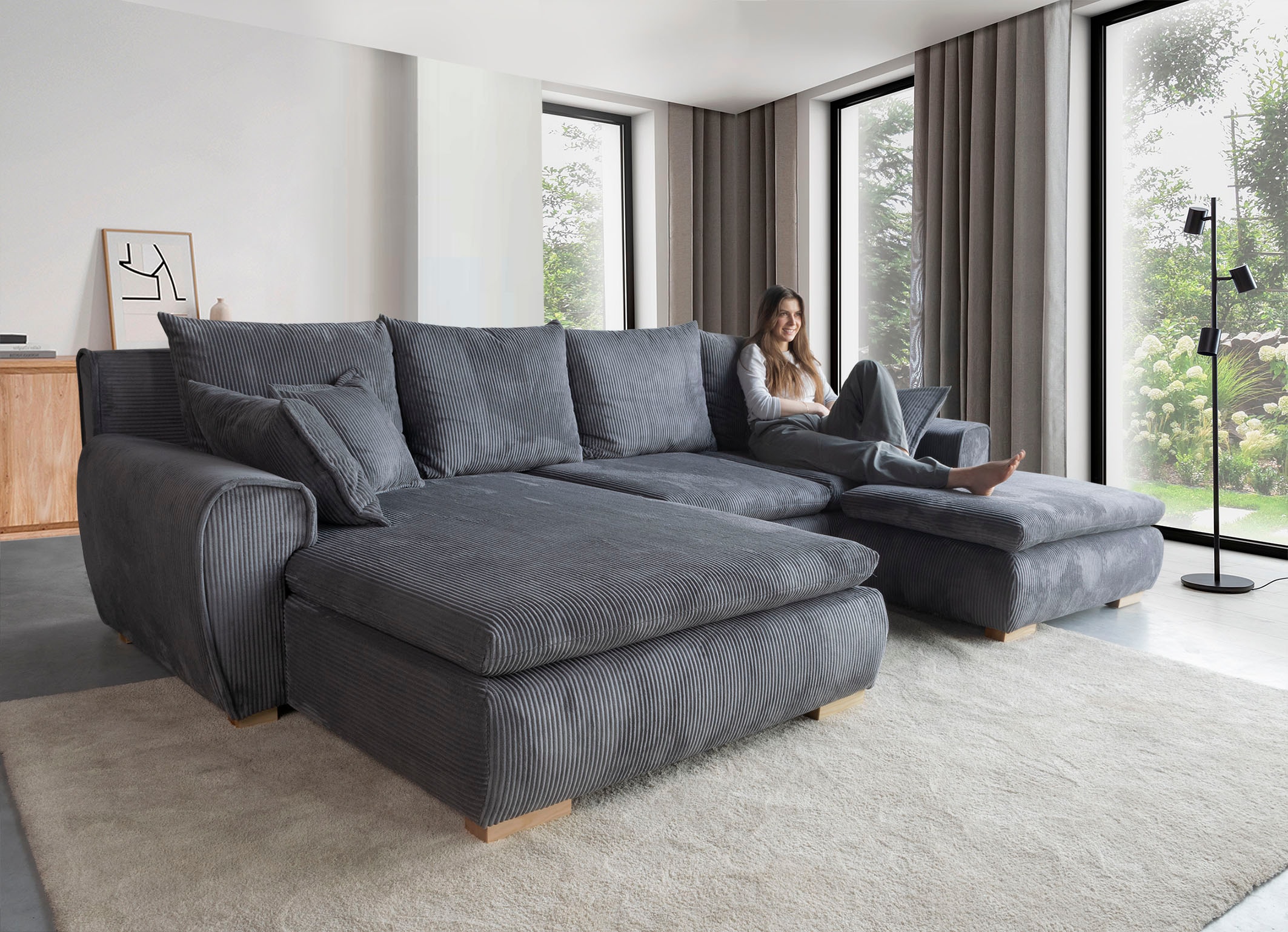 Home affaire Ecksofa »Cara Mia«, Cord Bezug, inkl. Schlaffunktion und Stauraum
