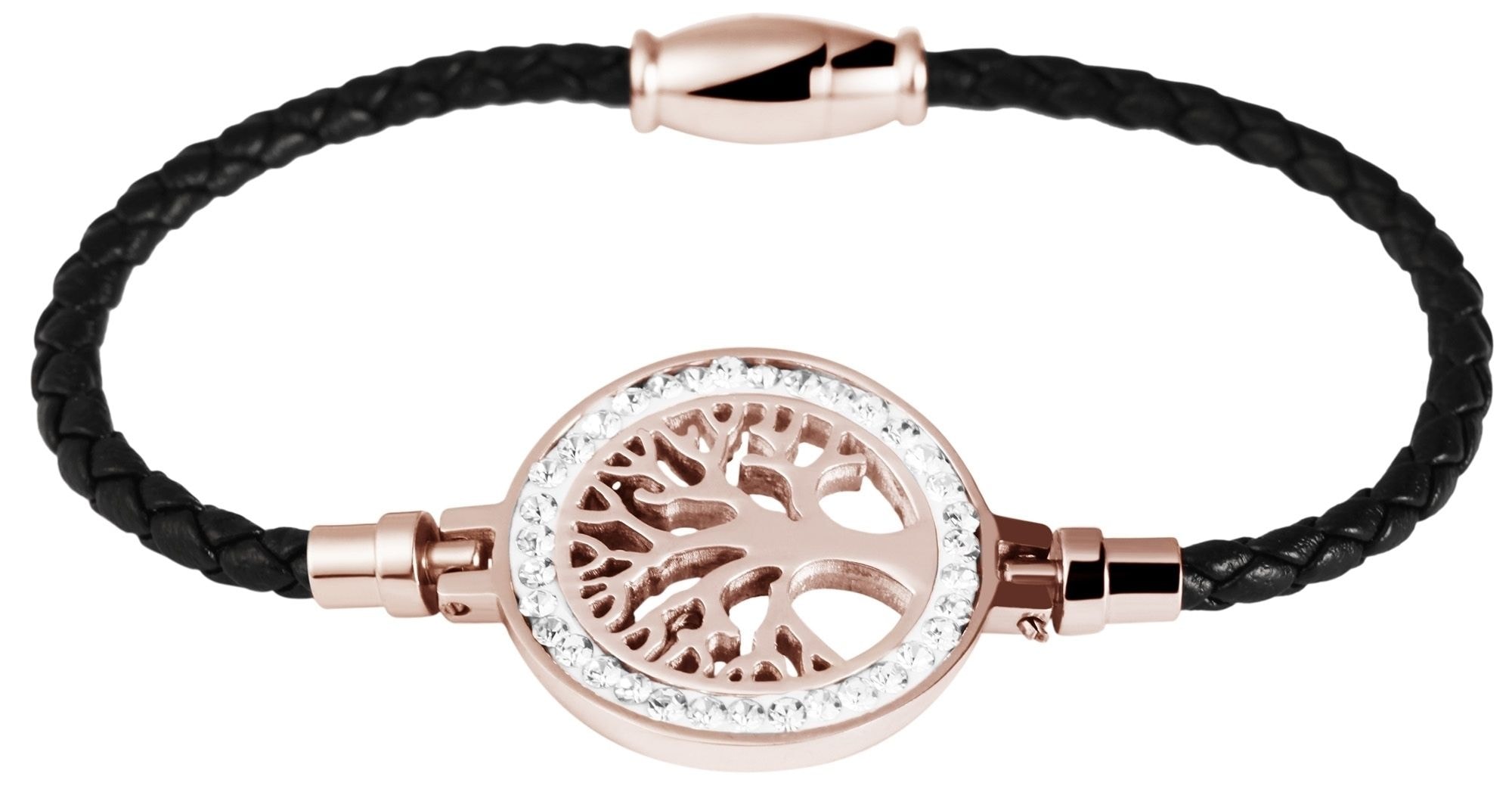 Adelia´s Armband »Armband – Lebensbaum aus Leder mit Strass Steinchen 18 cm« Ideal zum Verschenken – schlicht und stilvoll