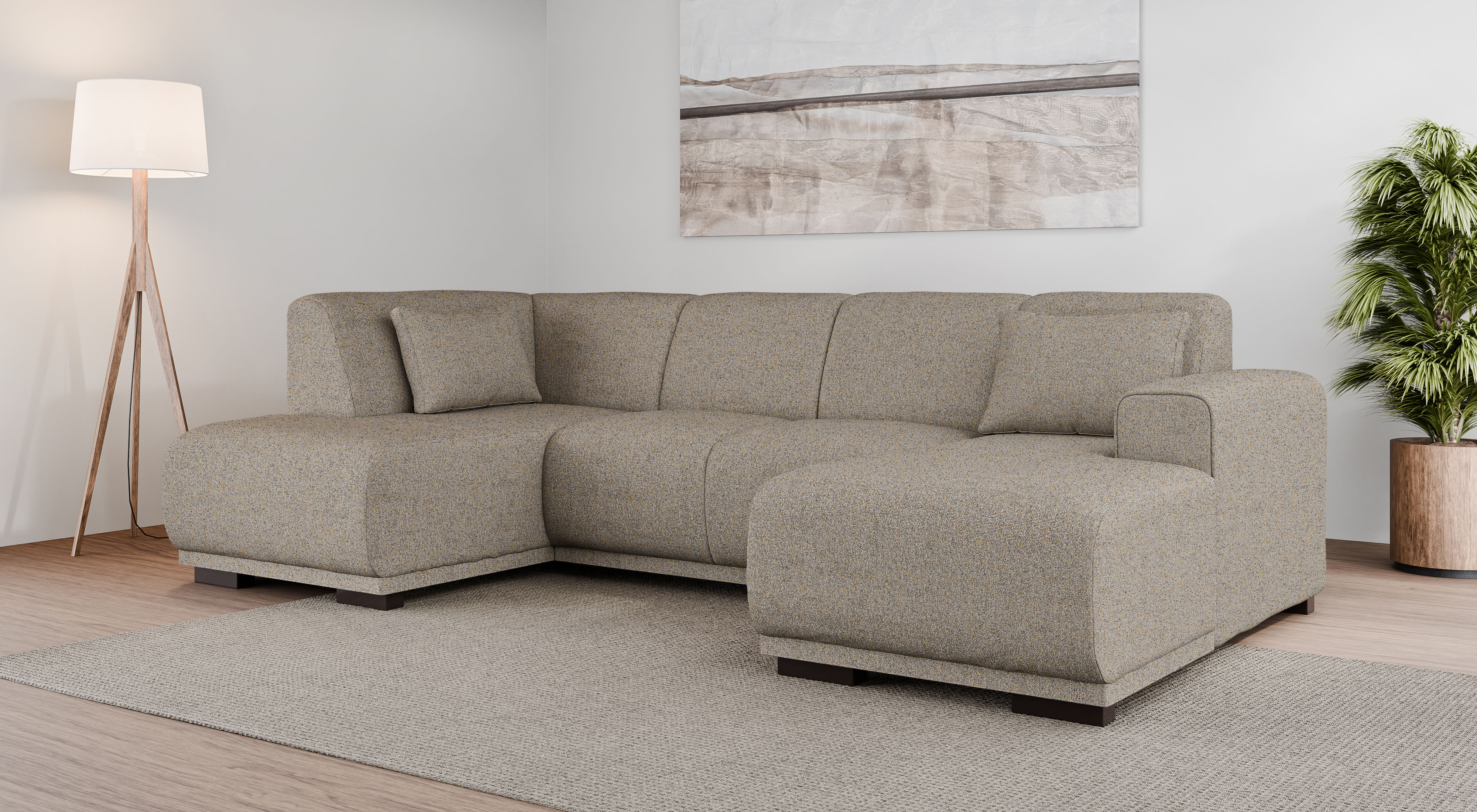 OTTO home Wohnlandschaft "BORNHOLM U-Form mit Recamiere rechts/links, B/T/H: 300/162/85 cm" U-Form mit Wellenunterfederung, Recamiere rechts oder links bestellbar