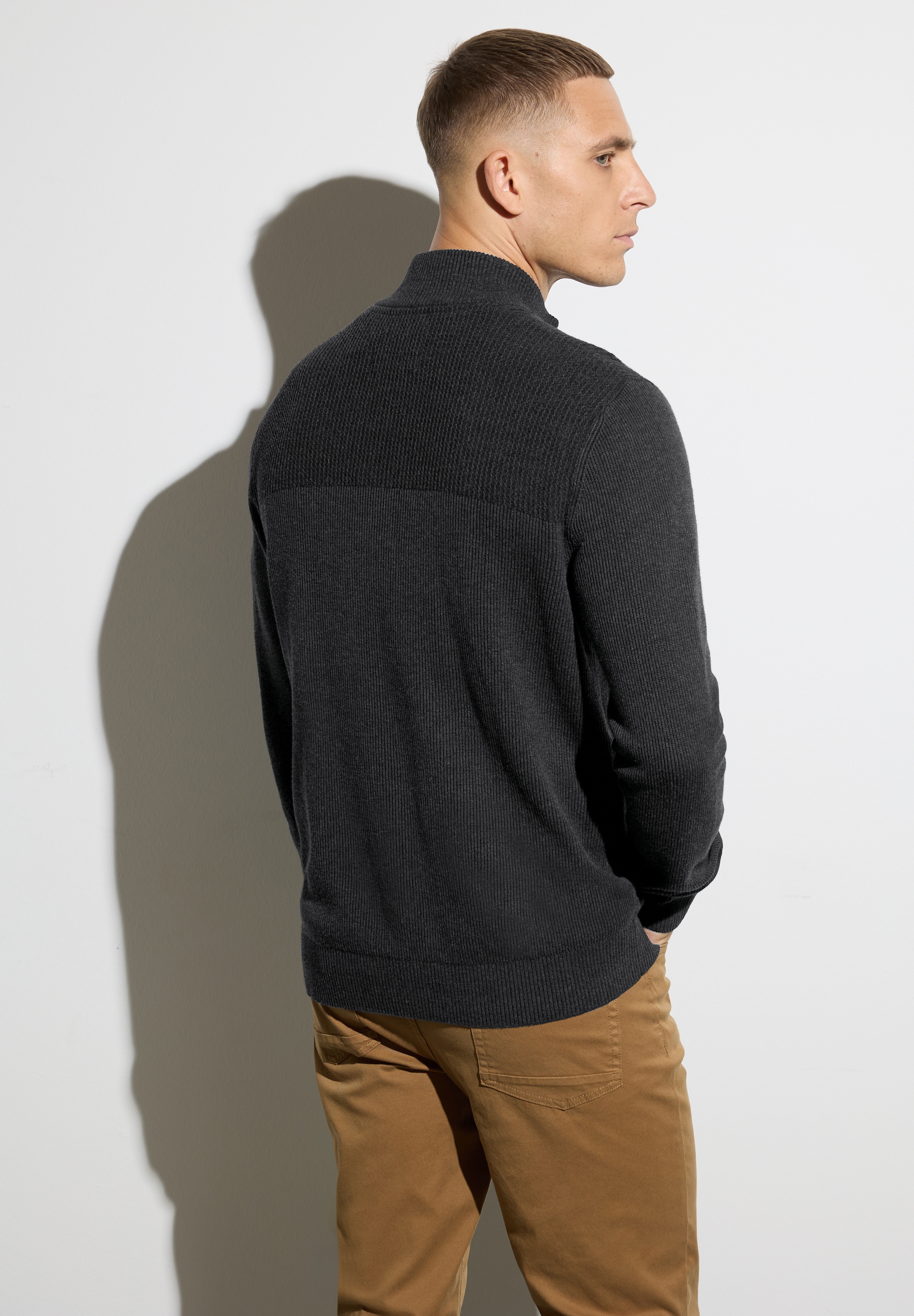 STREET ONE MEN Strickjacke, aus reiner Baumwolle