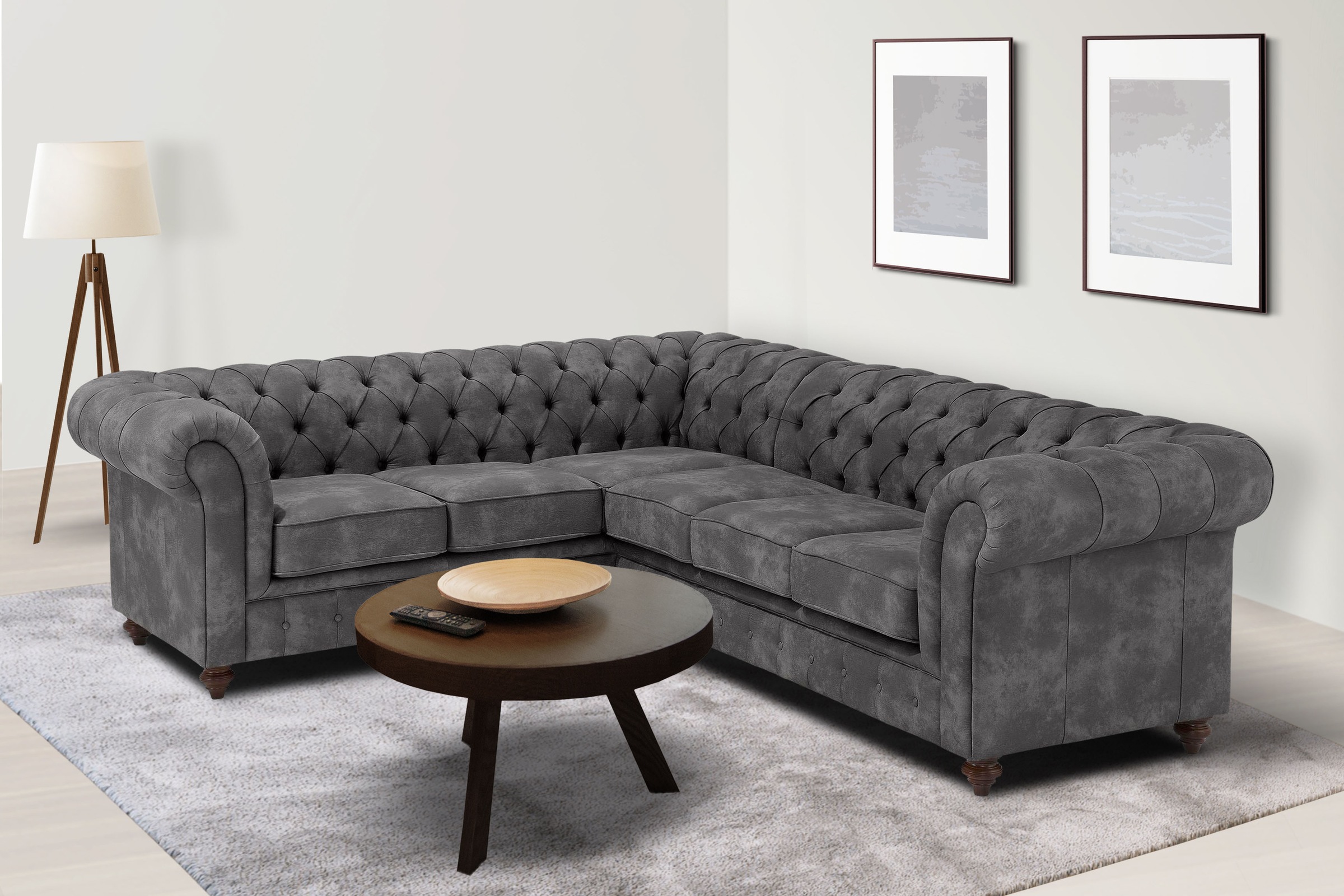Home affaire Chesterfield-Sofa "Chesterfield Ecksofa, auch in Leder L-Form" günstig online kaufen