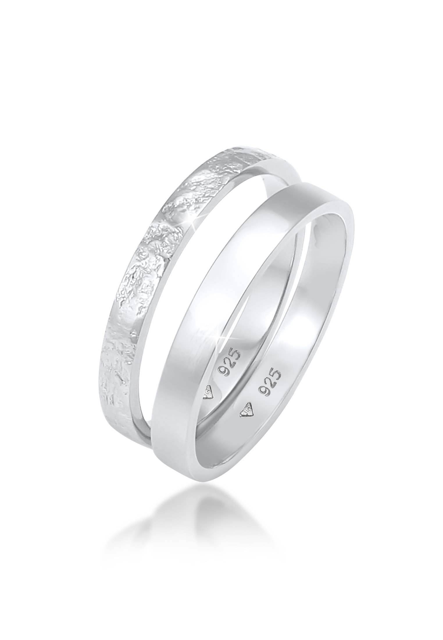Elli Ring-Set »Ring Bandring Basic Gehämmert (Set 2-tlg) 925 Silber«