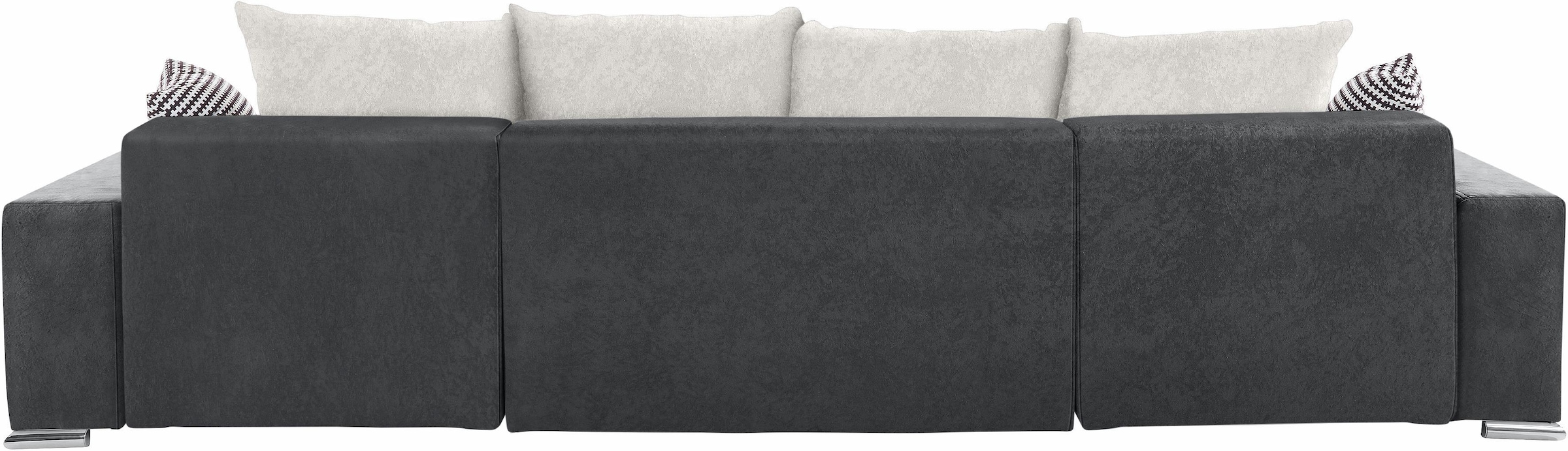 COLLECTION AB Wohnlandschaft »XL-Josy U-Form, Breite 313 cm, Kunstleder-Mix, Microfaser«, inkl. Bettfunktion, Bettkasten, mit 4 gleich großen Rückenkissen