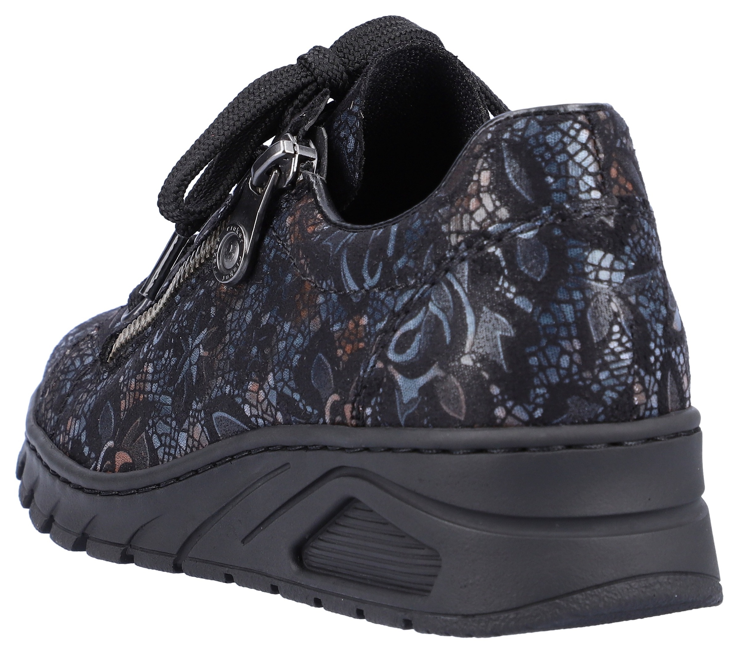Rieker Wedgesneaker, mit floralem Druck, Freizeitschuh, Halbschuh, Schnürschuh