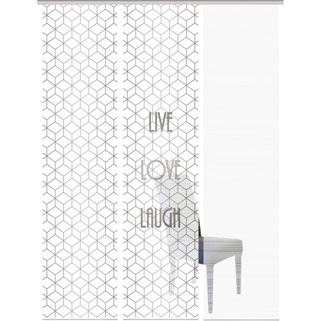 Vision S Schiebegardine »LIVE LOVE LAUGH 3er SET«, (3 St.)