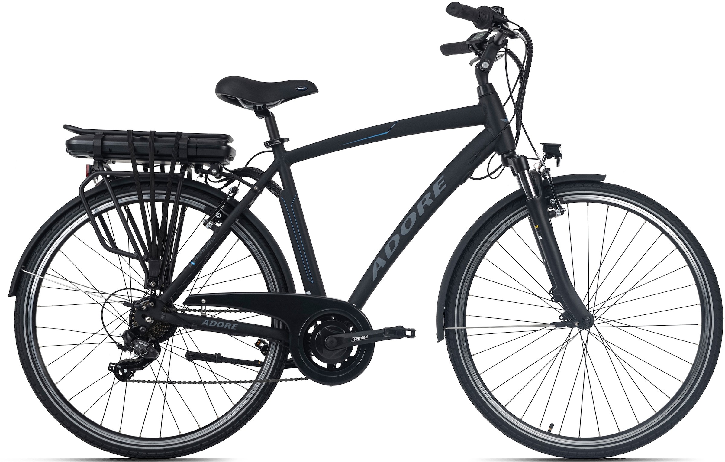 Adore E-Bike "Versailles", 7 Gang, Shimano, Tourney, Heckmotor 250 W, Pedelec, Elektrofahrrad für Herren