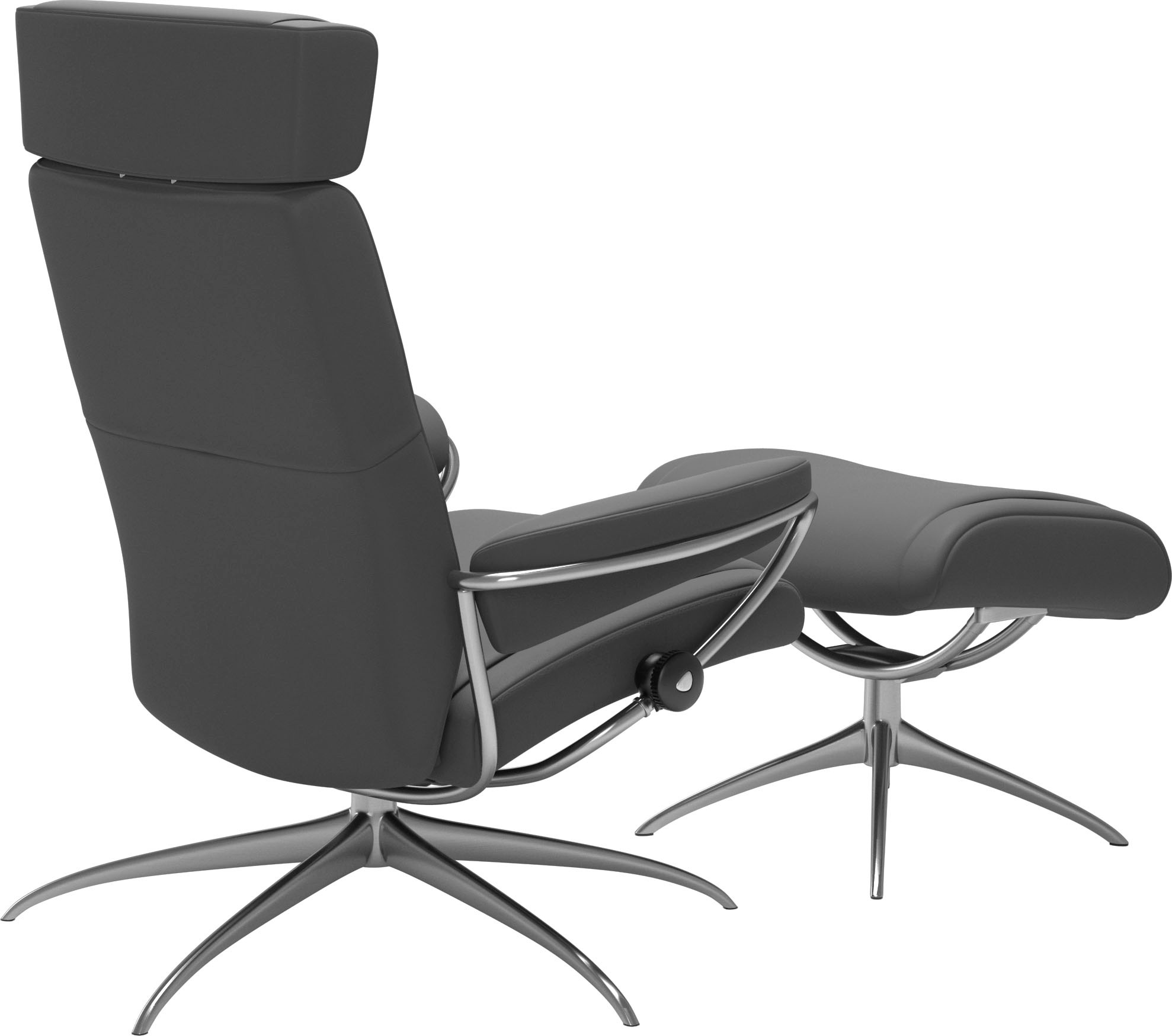 Stressless® Relaxsessel »Paris«, (Set, Relaxsessel mit Hocker), mit Hocker, Low Back mit Kopfstütze, mit Star Base, Gestell Chrom
