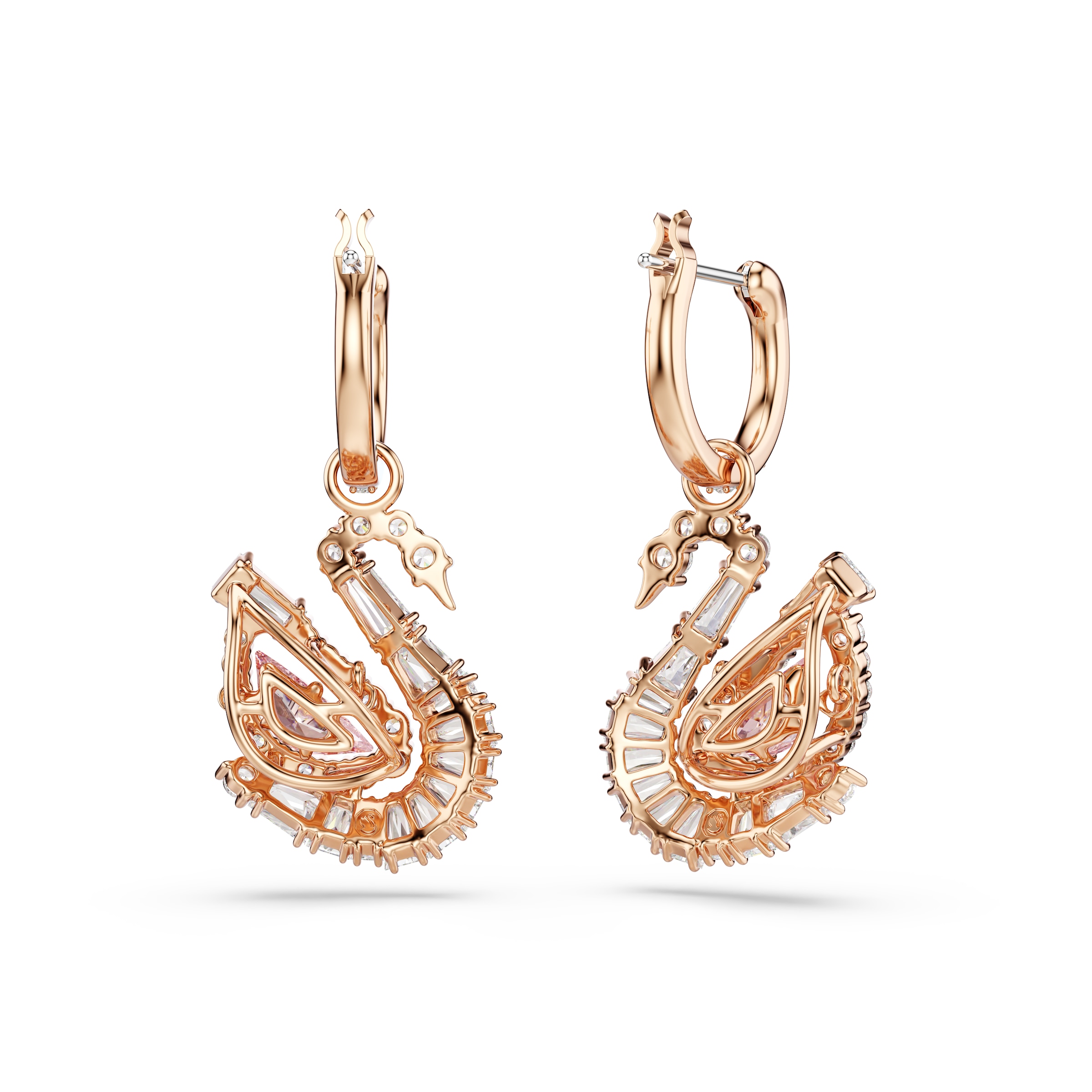 Swarovski Paar Creolen »Schmuck Geschenk Schwan Ohrringe«, Swarovski® Kristall, Swarovski® Zirkonia (s.) - Einhänger abnehmbar