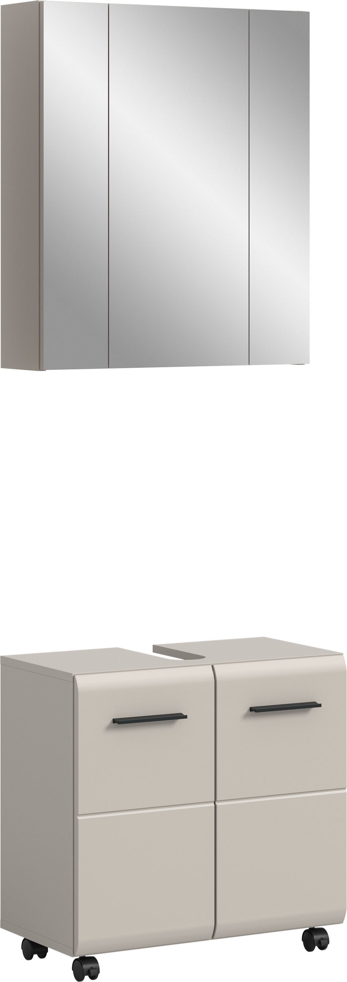 welltime Badmöbel-Set "FLORENZ, 2-tlg. Bad-Kombination, hochwertige MDF-Front" best. aus: 1 Spiegelschrank, 1 Waschbeckenunterschrank, 3 Stk. tlg.