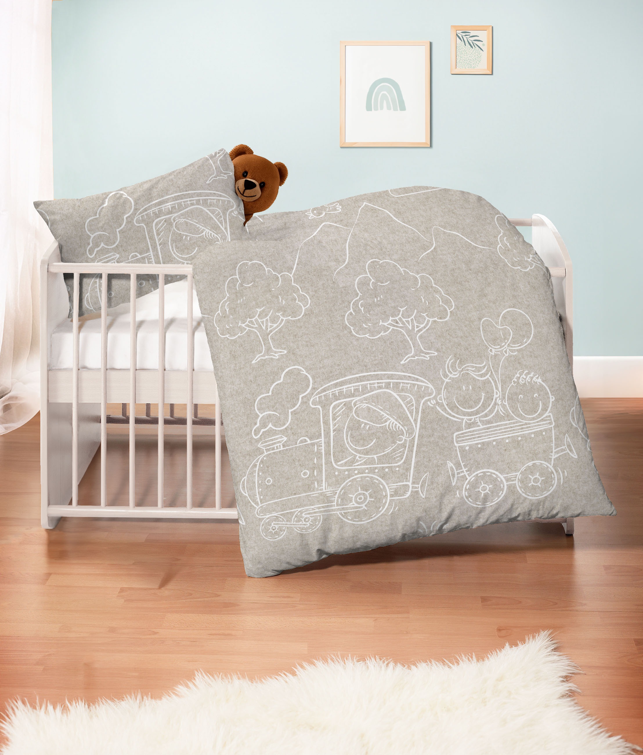 Biberna Kinderbettwäsche "0840521" 2 Stk. kuschelig warm, samtweich, Melang günstig online kaufen