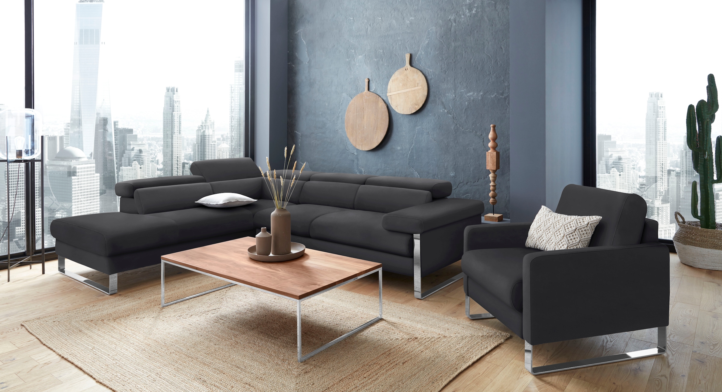 W.SCHILLIG Ecksofa "finn", German Design Award 2016, Fußgestell Chrom glänz günstig online kaufen