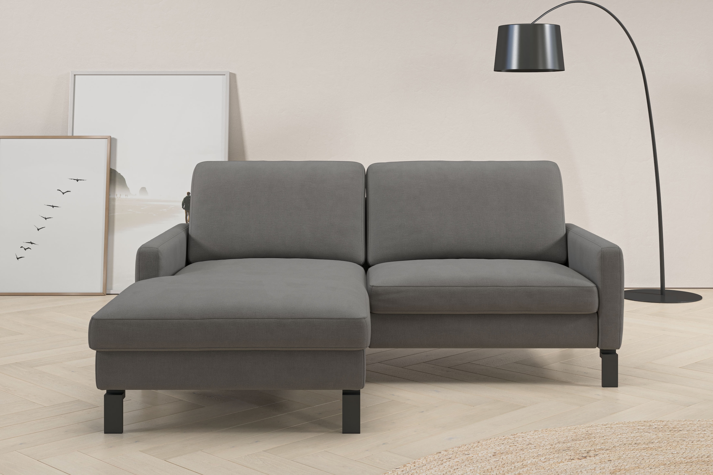 Ecksofa HOME AFFAIRE "Lecce, L-Form, Federkernpolsterung, Breite 194 cm", anthrazit, B:194cm H:86cm T:164cm, 100% Polyester, Sofas, Ecksofa, inkl. saugroboterfreundliche Höhe & schmale Armlehnen 7