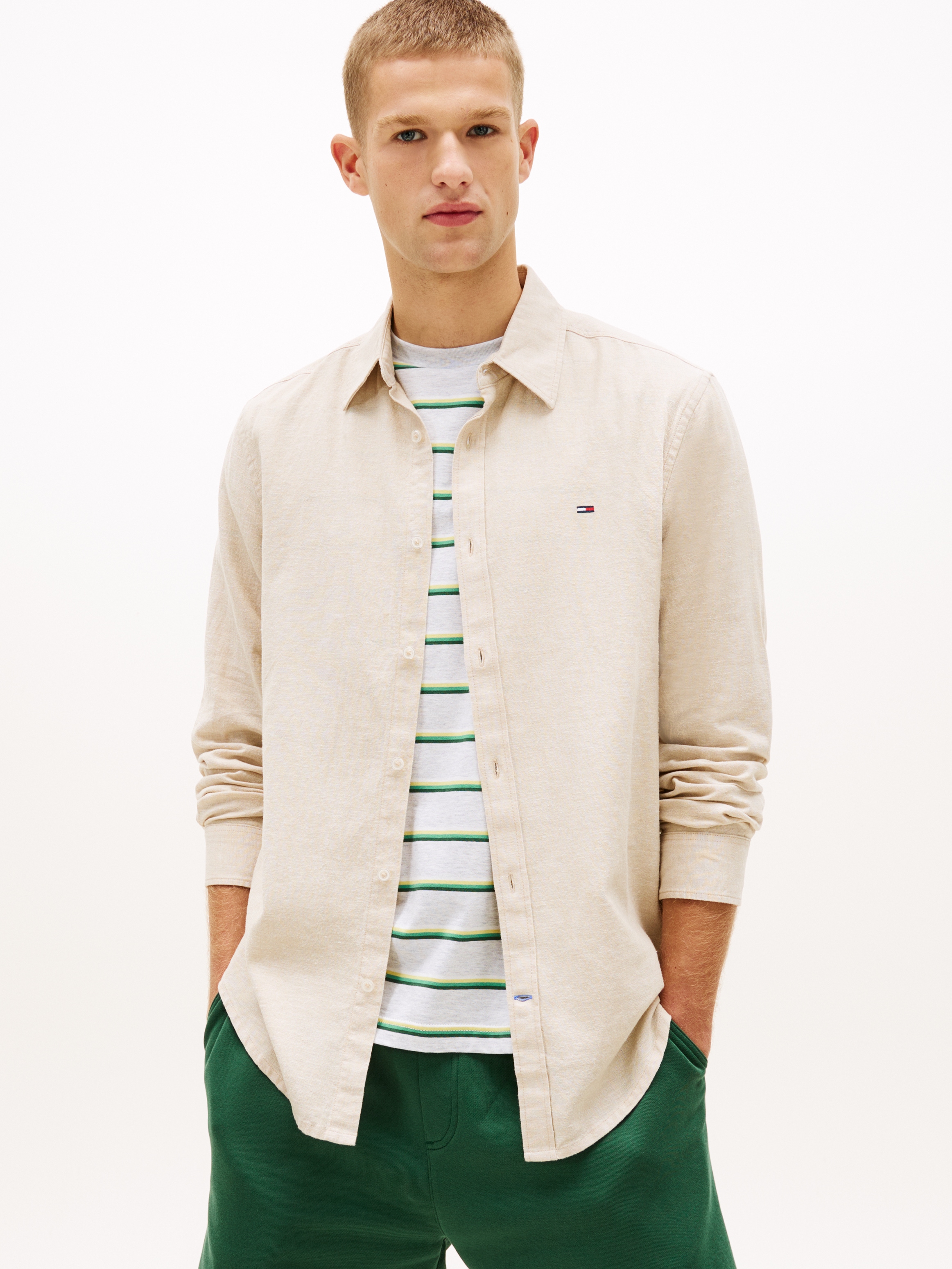 Tommy Jeans Langarmhemd "TJM REGULAR FIT LINEN BLEND" günstig online kaufen