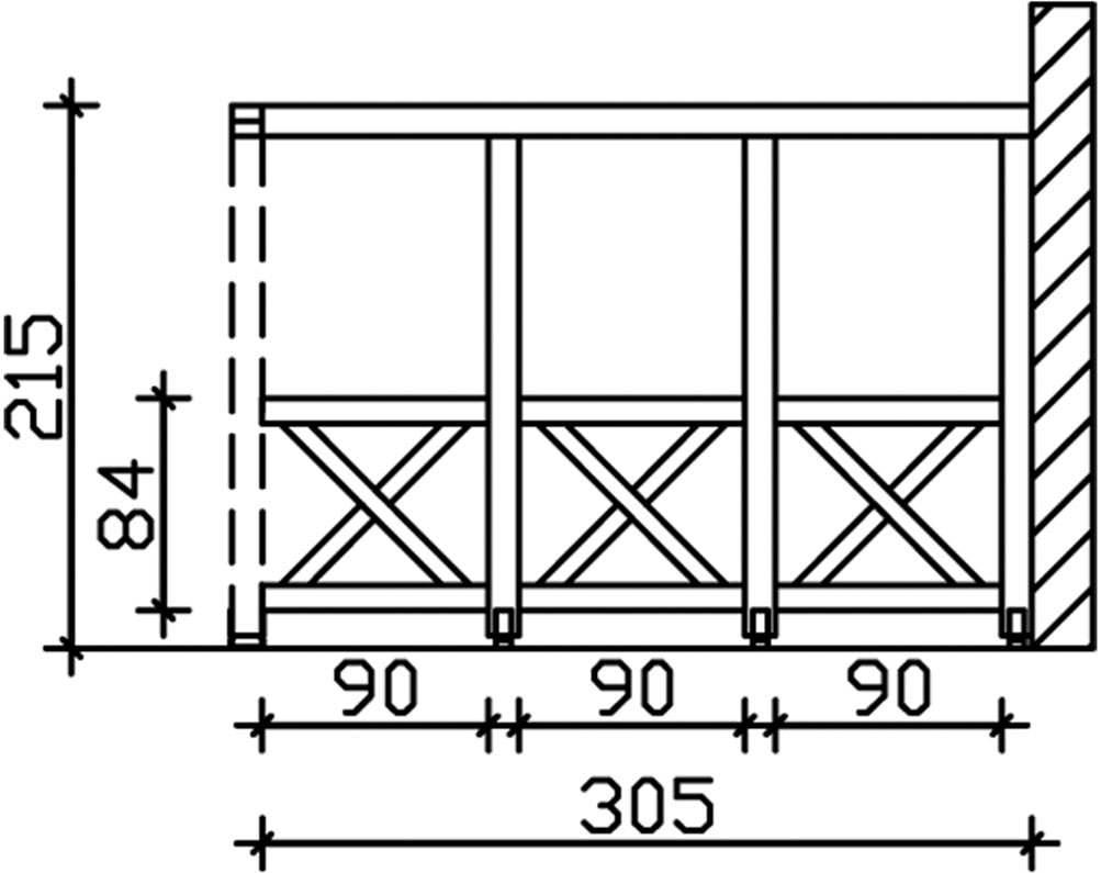 Skanholz Carport-Seitenwand »Andreaskreuz«, Wandanbau